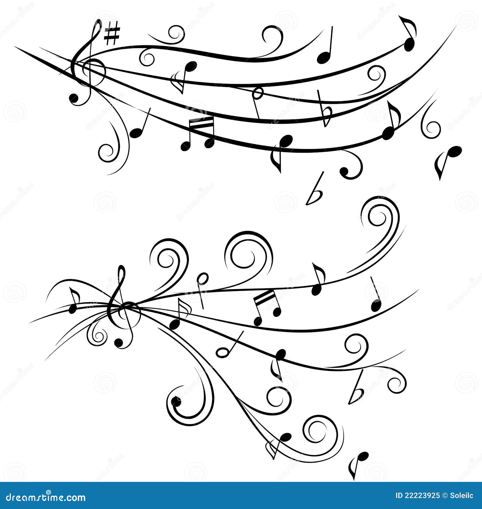 Music notes on staff stock vector. Illustration of 