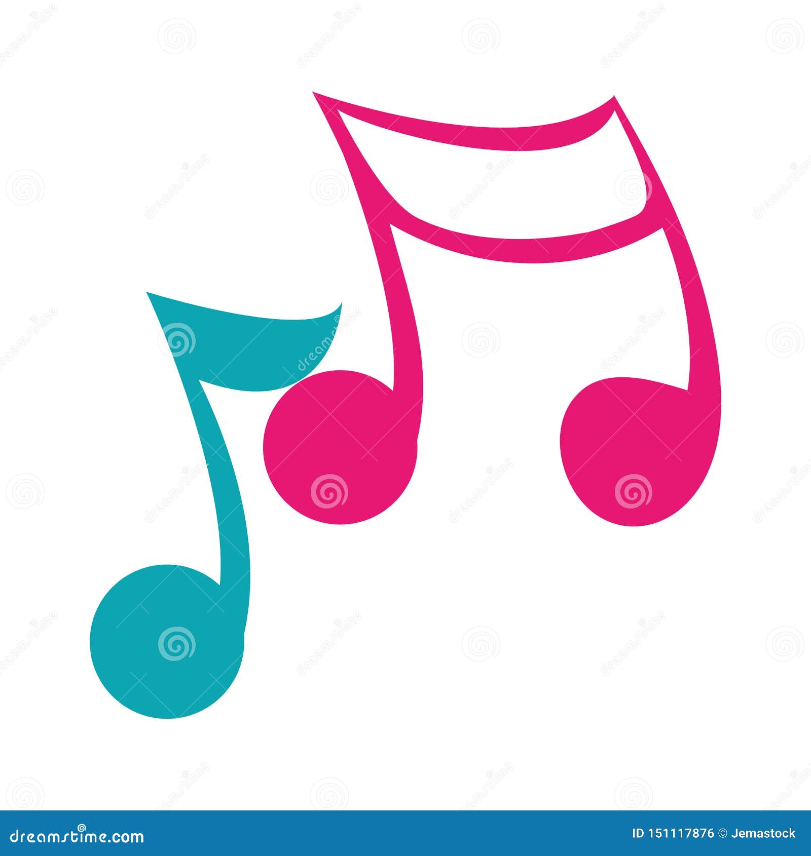 Music Notes Symbol Isolated Cartoon Stock Vector Illustration of
