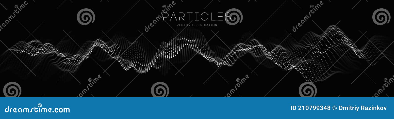Particle Wave Music Abstract Tech Background. Vector Sound Wave ...