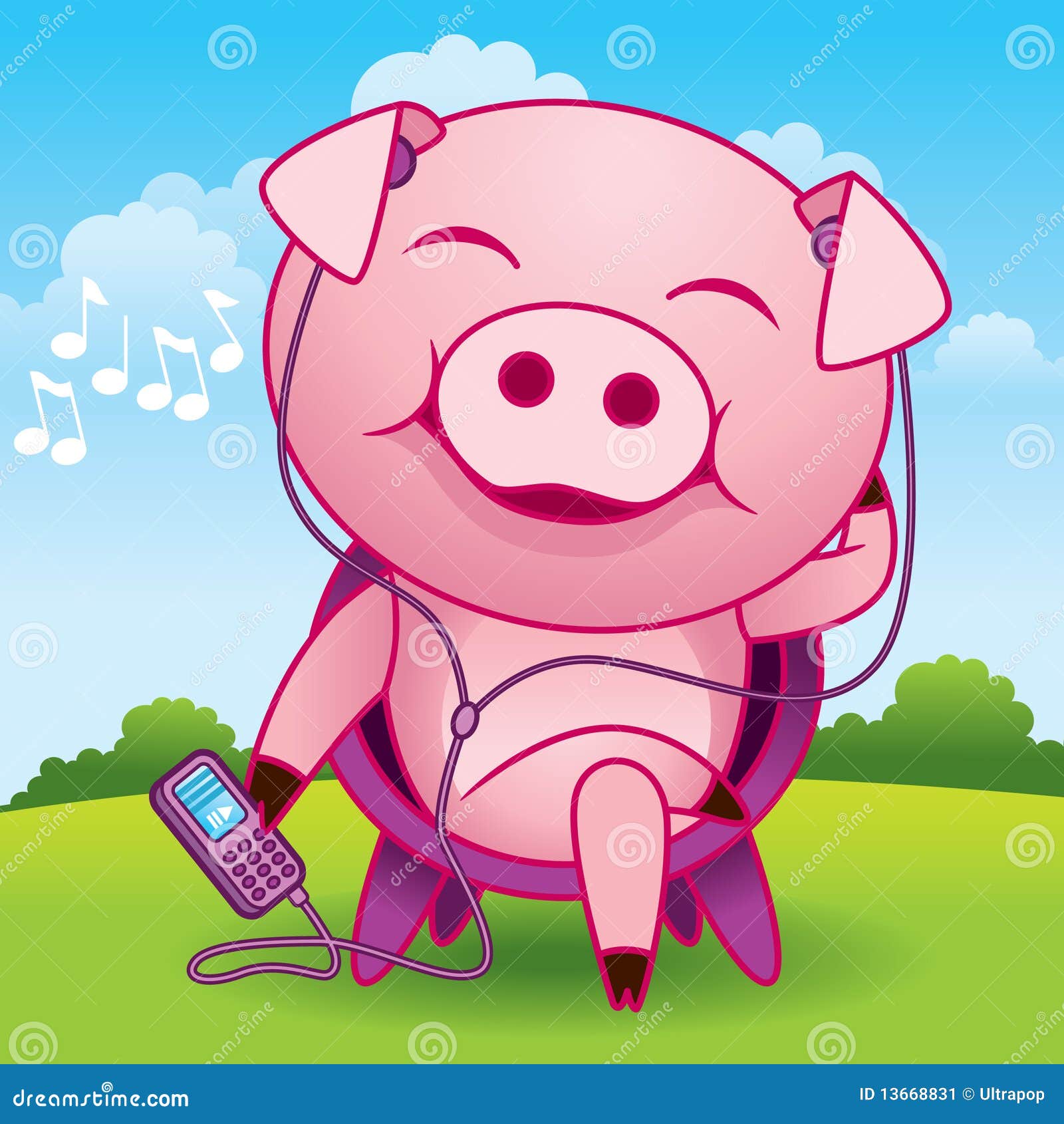 Music Pig Cartoon stock vector. Illustration of adorable - 13668831