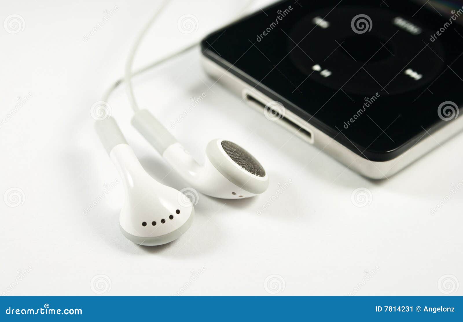 Music player and earphones stock image. Image of ipod 7814231