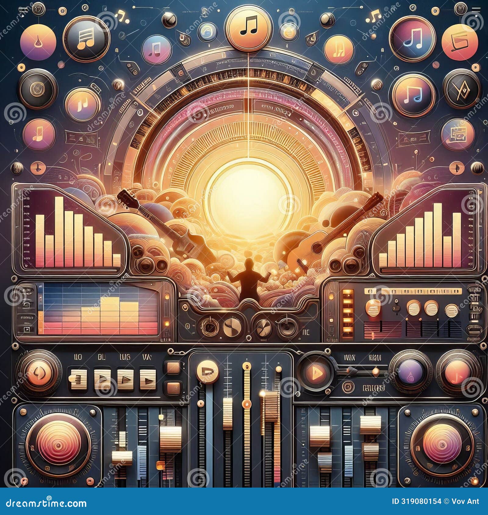 Music Player Interface with Song Library, Playlist Creation, an Stock Illustration