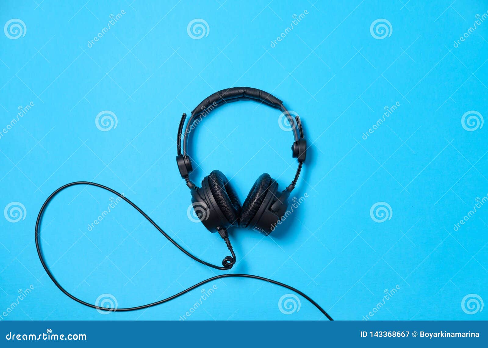 Music or Podcast Background with Headphones on Blue Table, Flat Lay. Top  View, Flat Lay, Space for Text Stock Image - Image of design, paper:  143368667