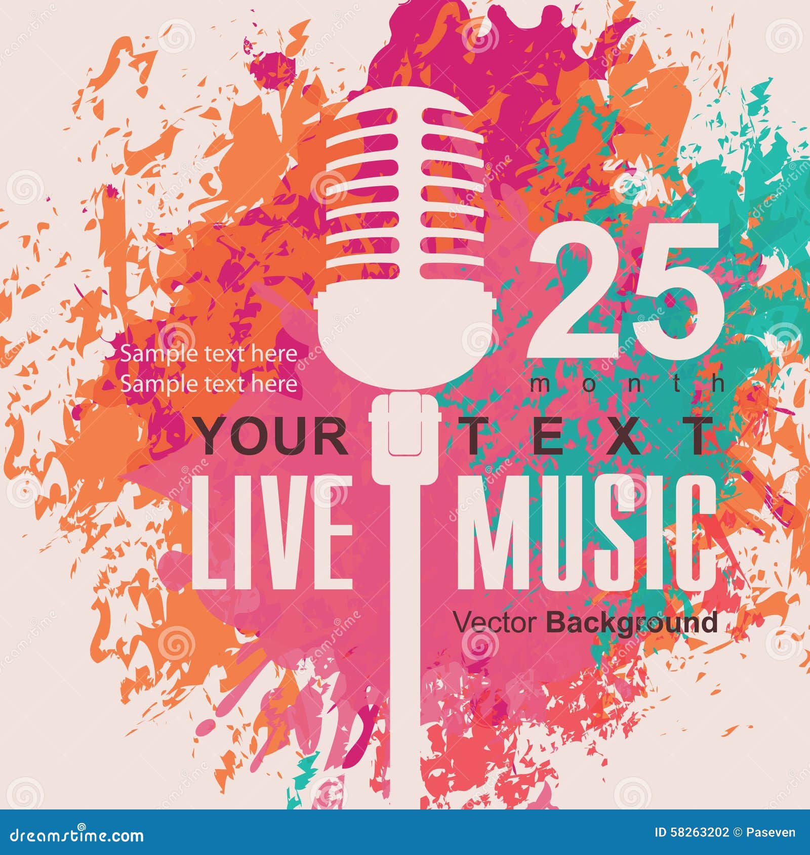 Music poster stock vector. Illustration of concept, microphone - 58263202