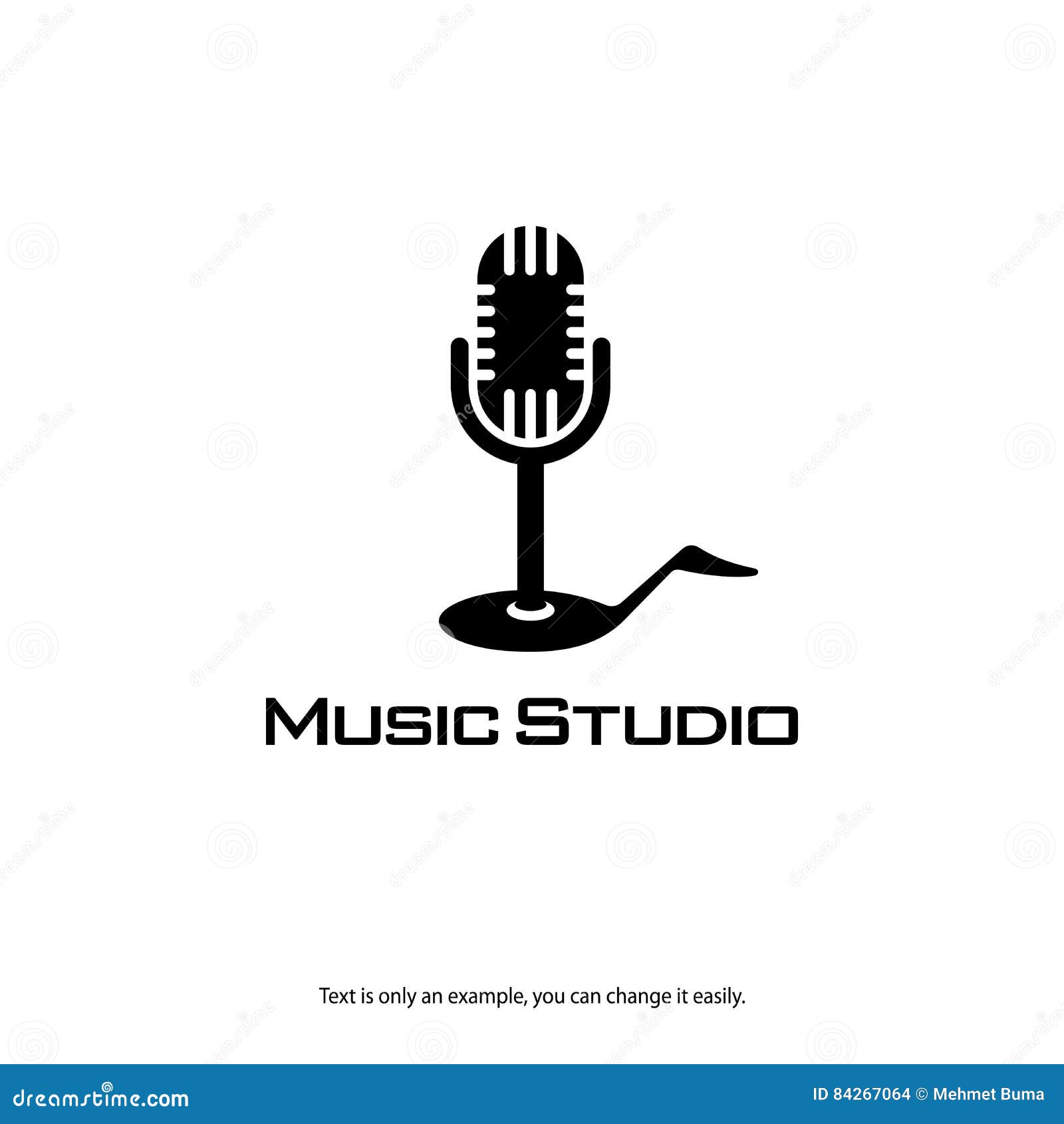 Music Record Studio Logo. Microphone and Note Vector Icon. Stock Vector