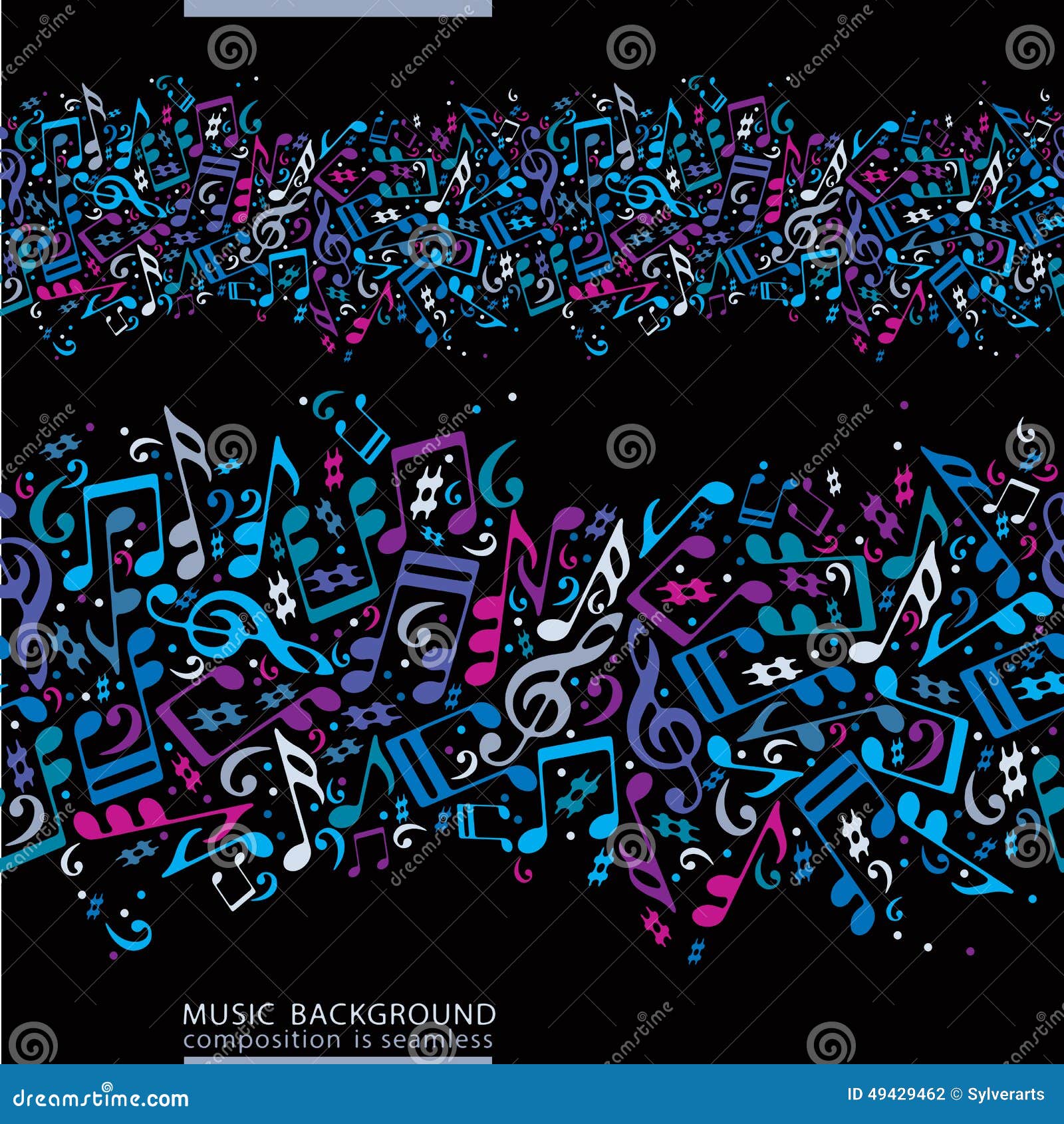 Music Seamless Abstract Background With Colorful Notes Stock Vector