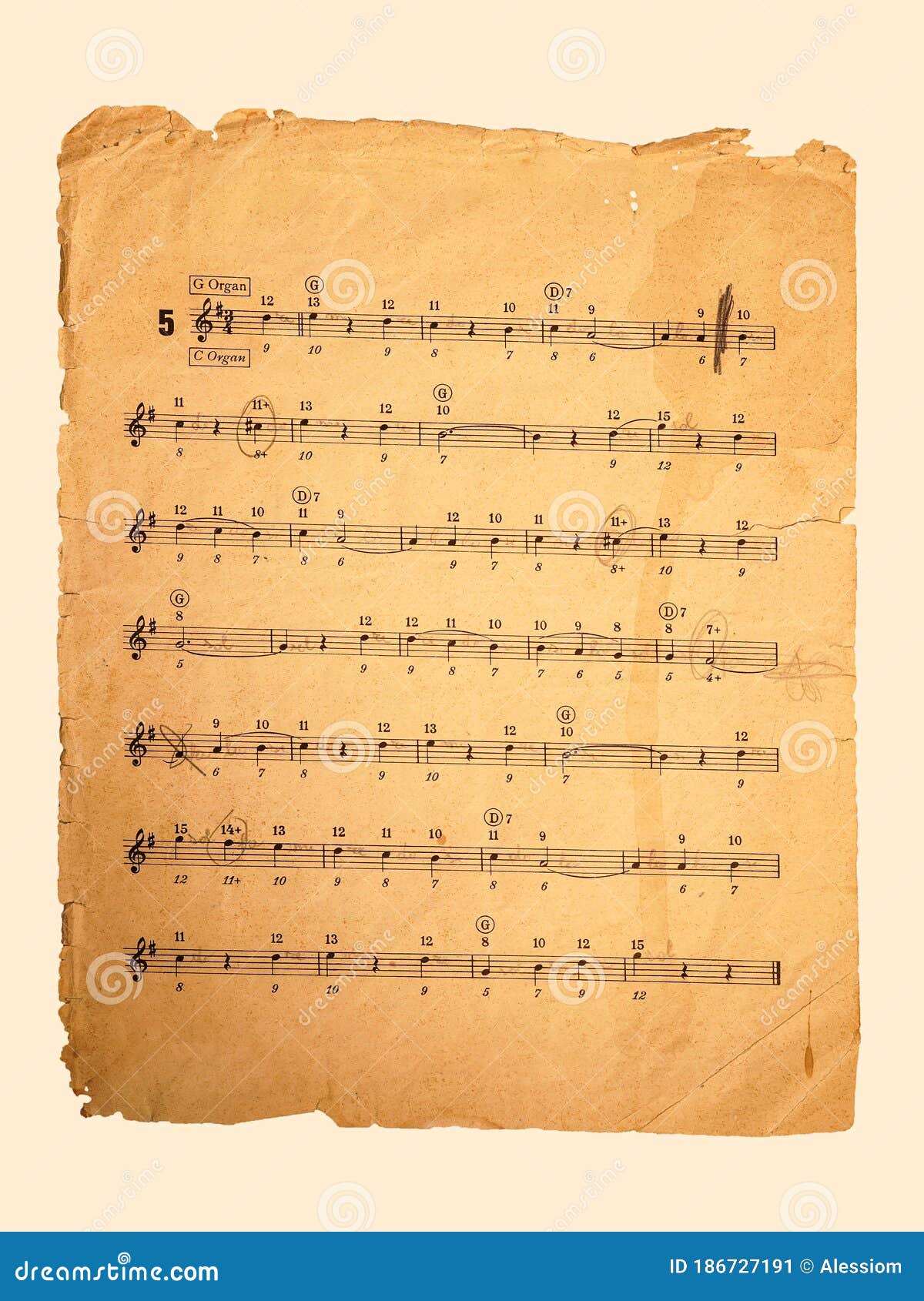 Sheet Music Background With Grunge Stained Paper (Paper