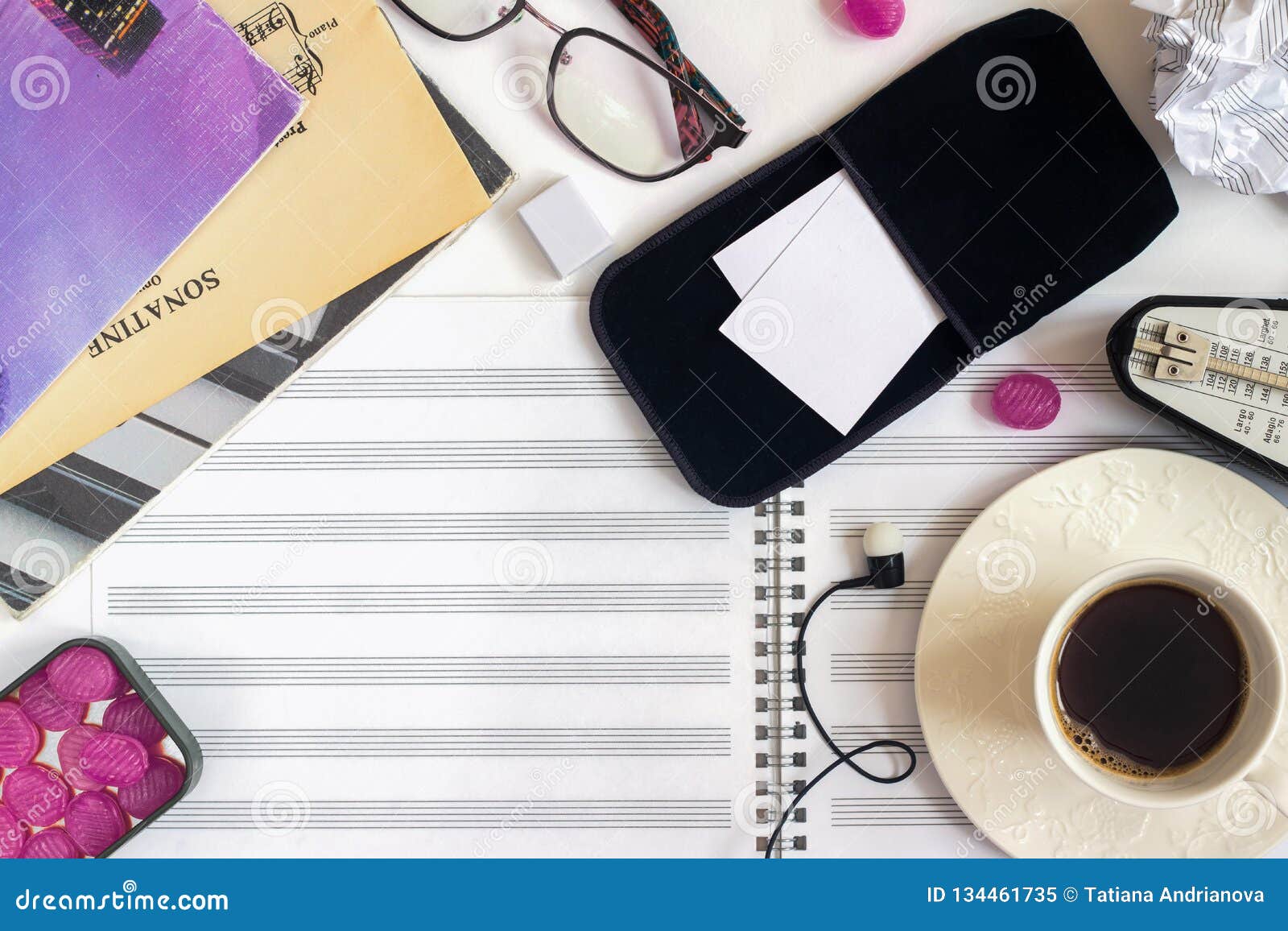 music, sheets, business card, desk, composer, creative chaos, ultra, violet, ultraviolet