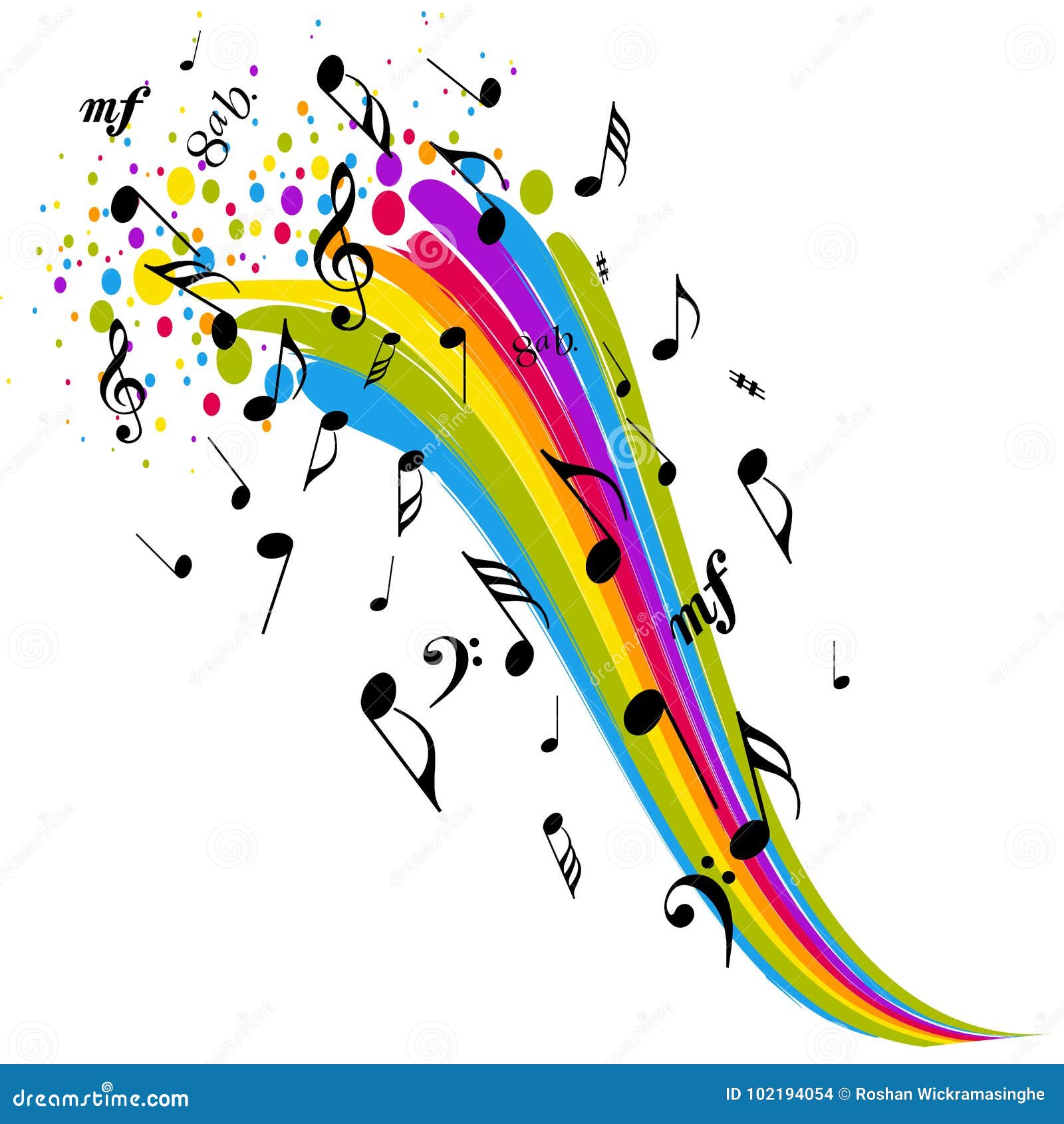 rainbow music notes clipart