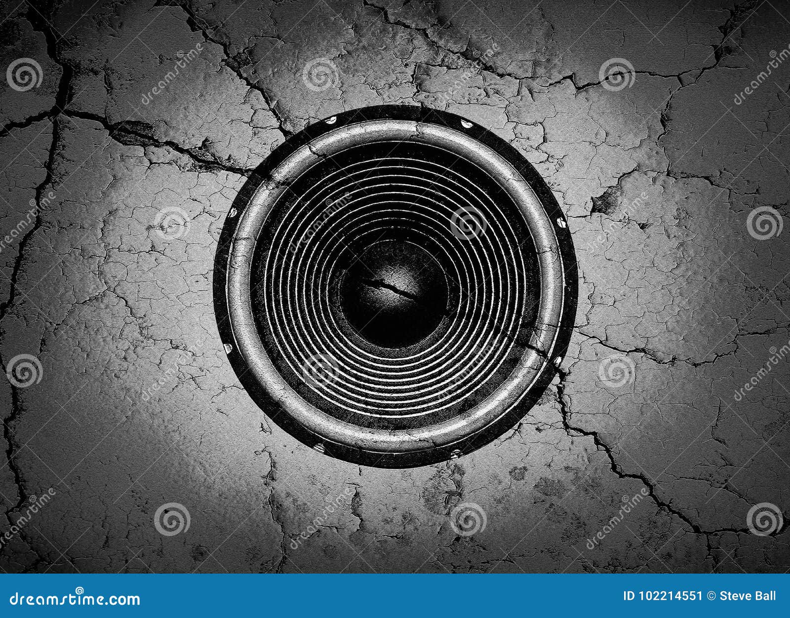 Music Speaker On A Cracked Wall Stock Illustration Illustration of
