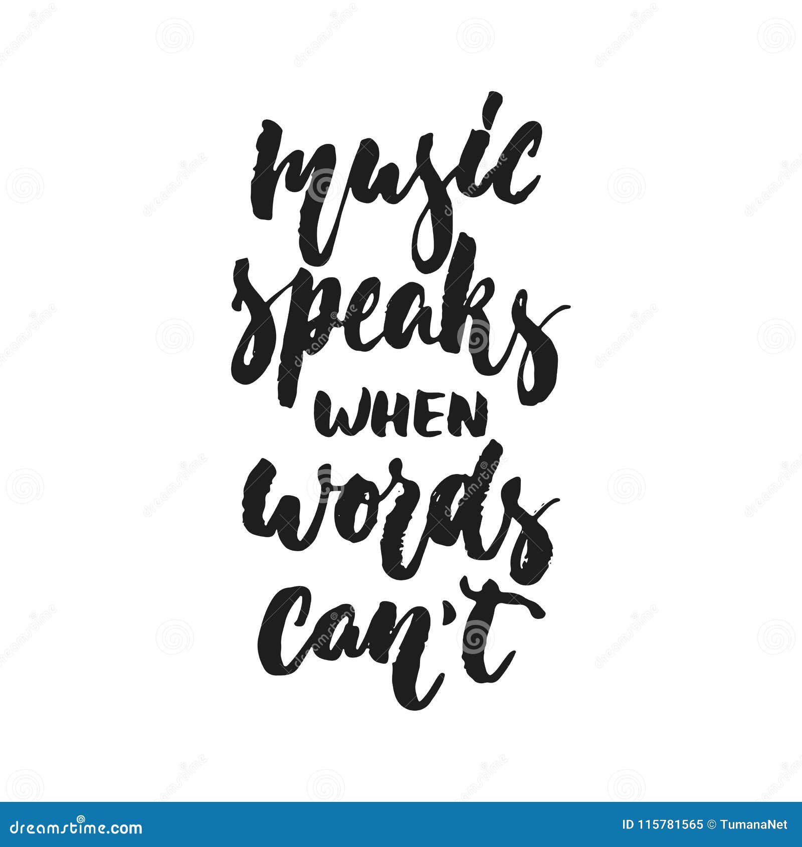 Music Speaks when Words Can`t - Hand Drawn Lettering Quote ...