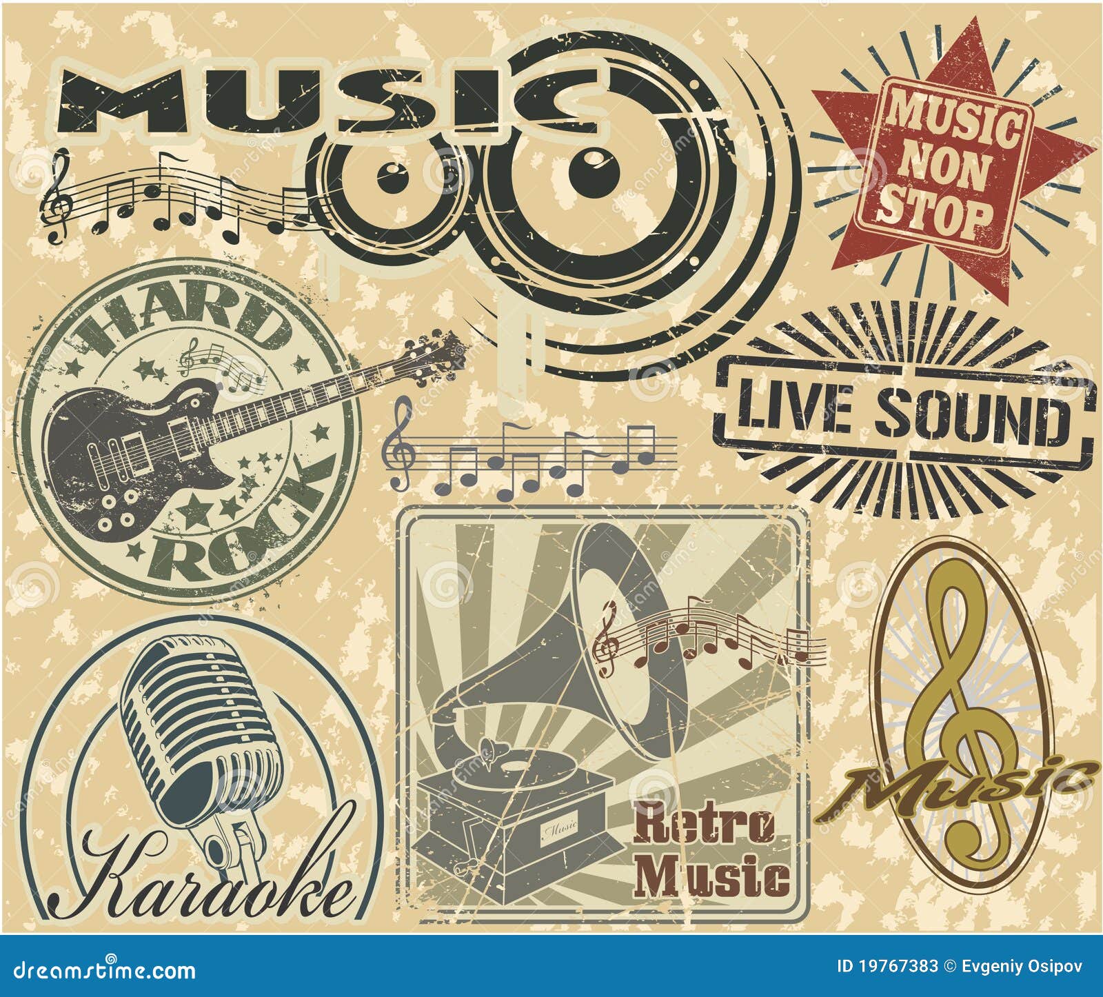Music stamps set stock illustration. Illustration of stamp - 19767383