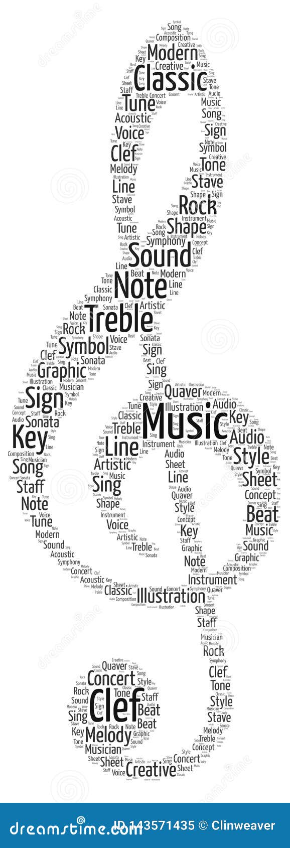 Music Symbol Word Cloud stock illustration. Illustration of music ...