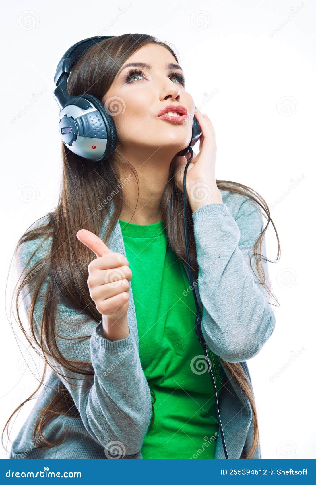 Music Teenager Girl Dancing Against Isolated White Background Stock ...