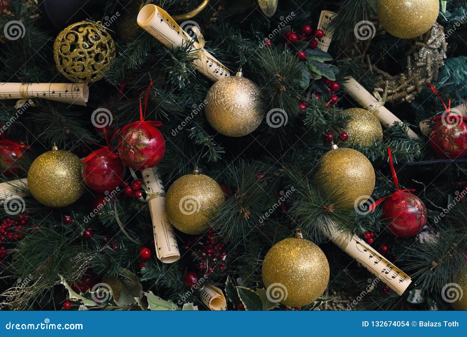 Music Theme Decorated Christmas Tree Stock Photo Image of composition
