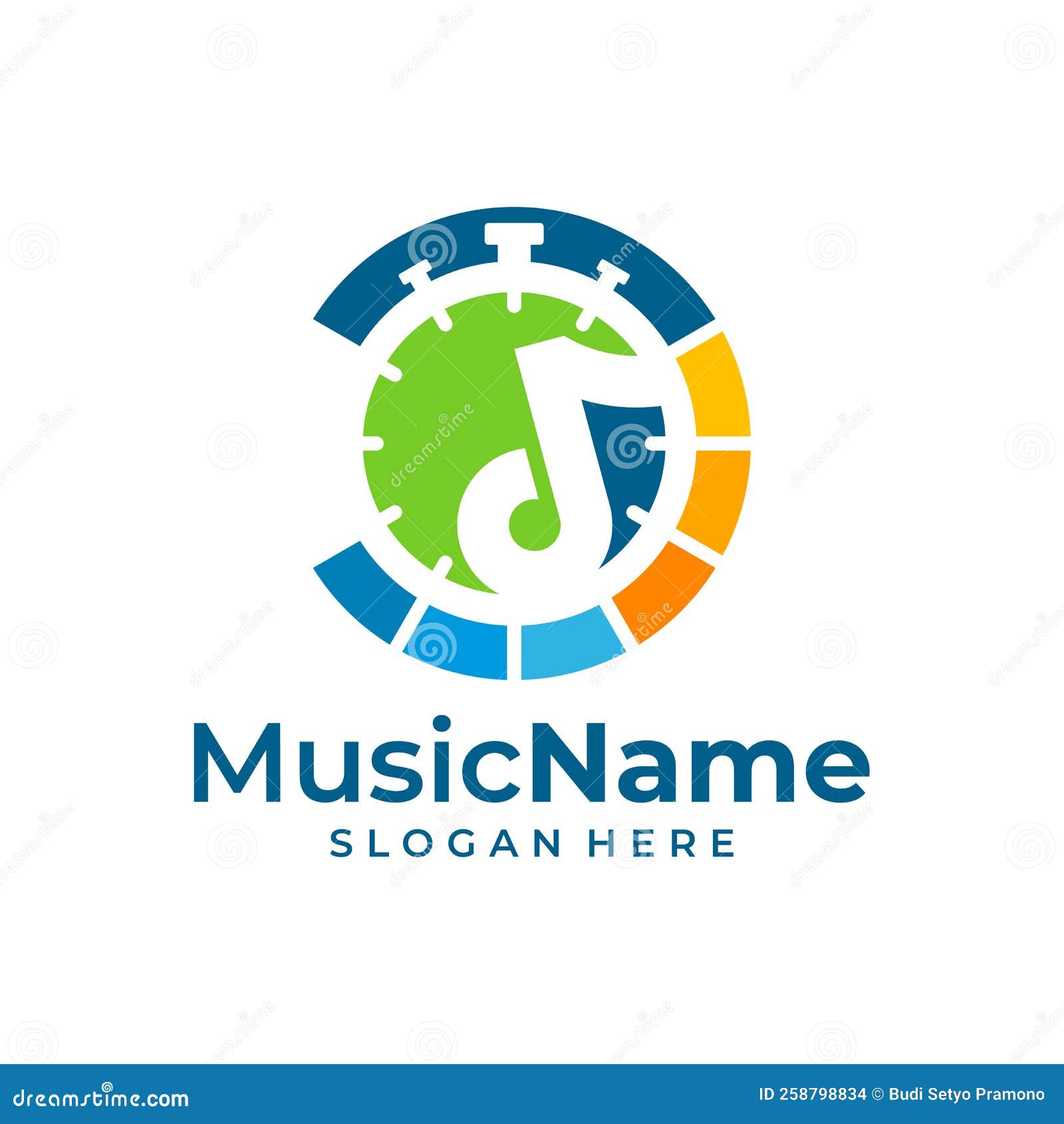 Music Time Logo Vector Icon Illustration. Time Music Logo Design Template Stock Illustration