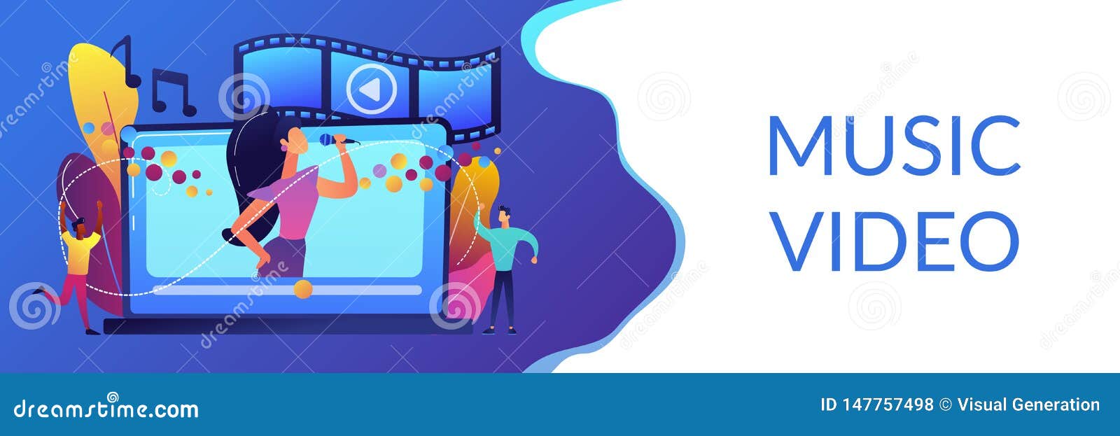 Music Video Concept Banner Header. Stock Vector Illustration of Music Video Concept Banner Header. Stock Vector Illustration of