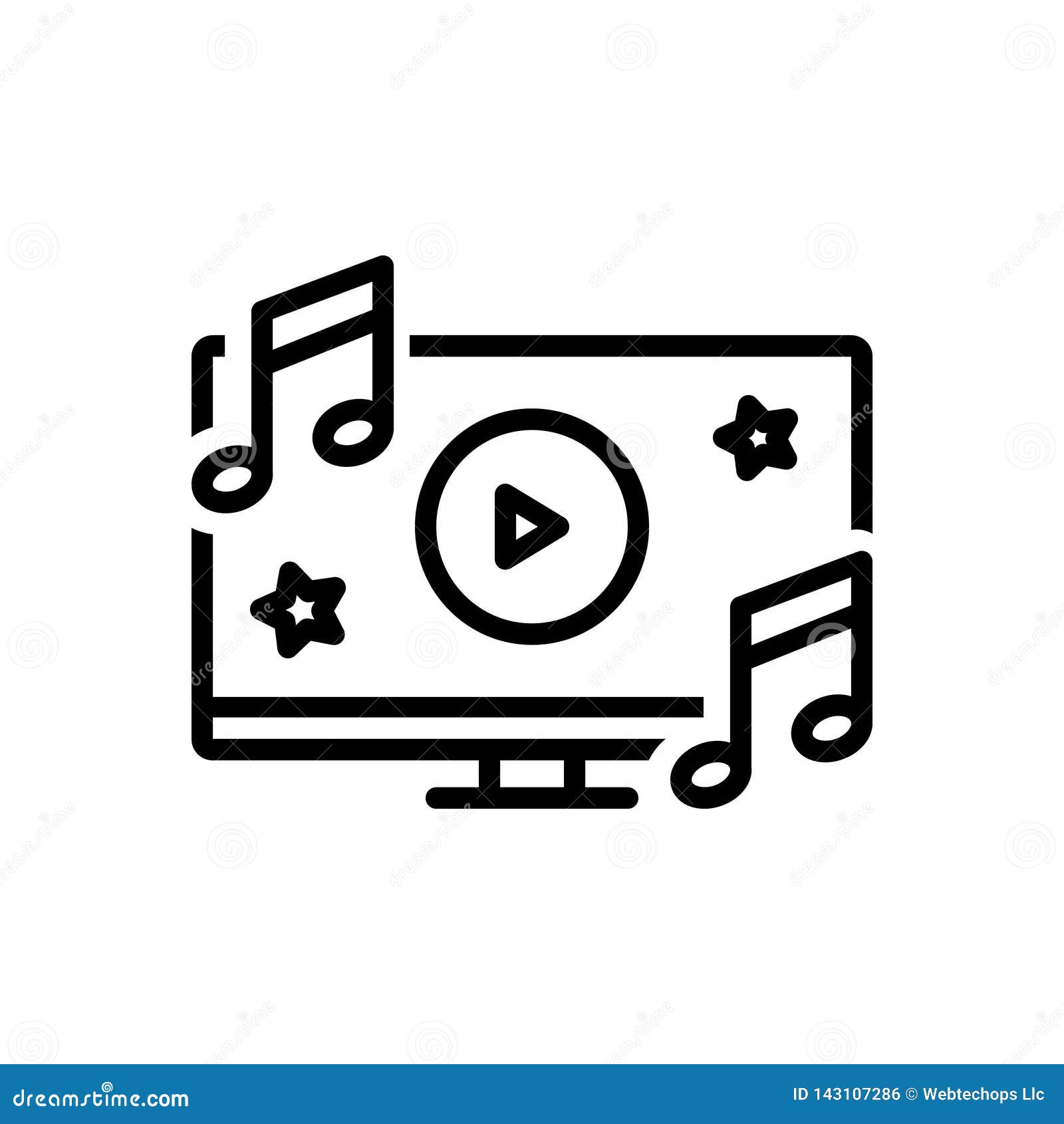 Black Line Icon For Music Video Song And Listen Stock Vector Illustration Of Song Line