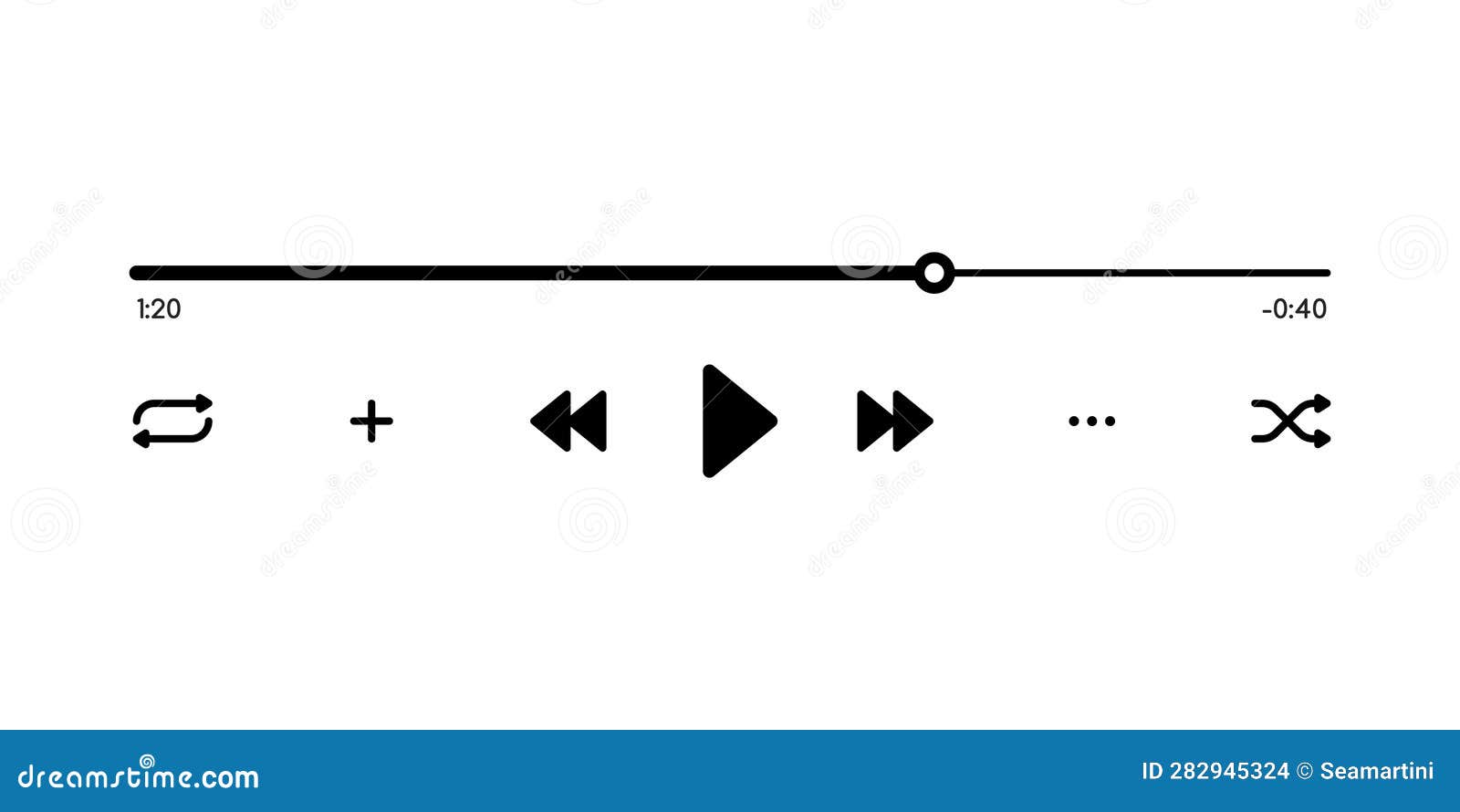 Music or Video Player Interface Vector Template Stock Vector - Illustration  of arrow, vector: 282945324, image size:1600x890