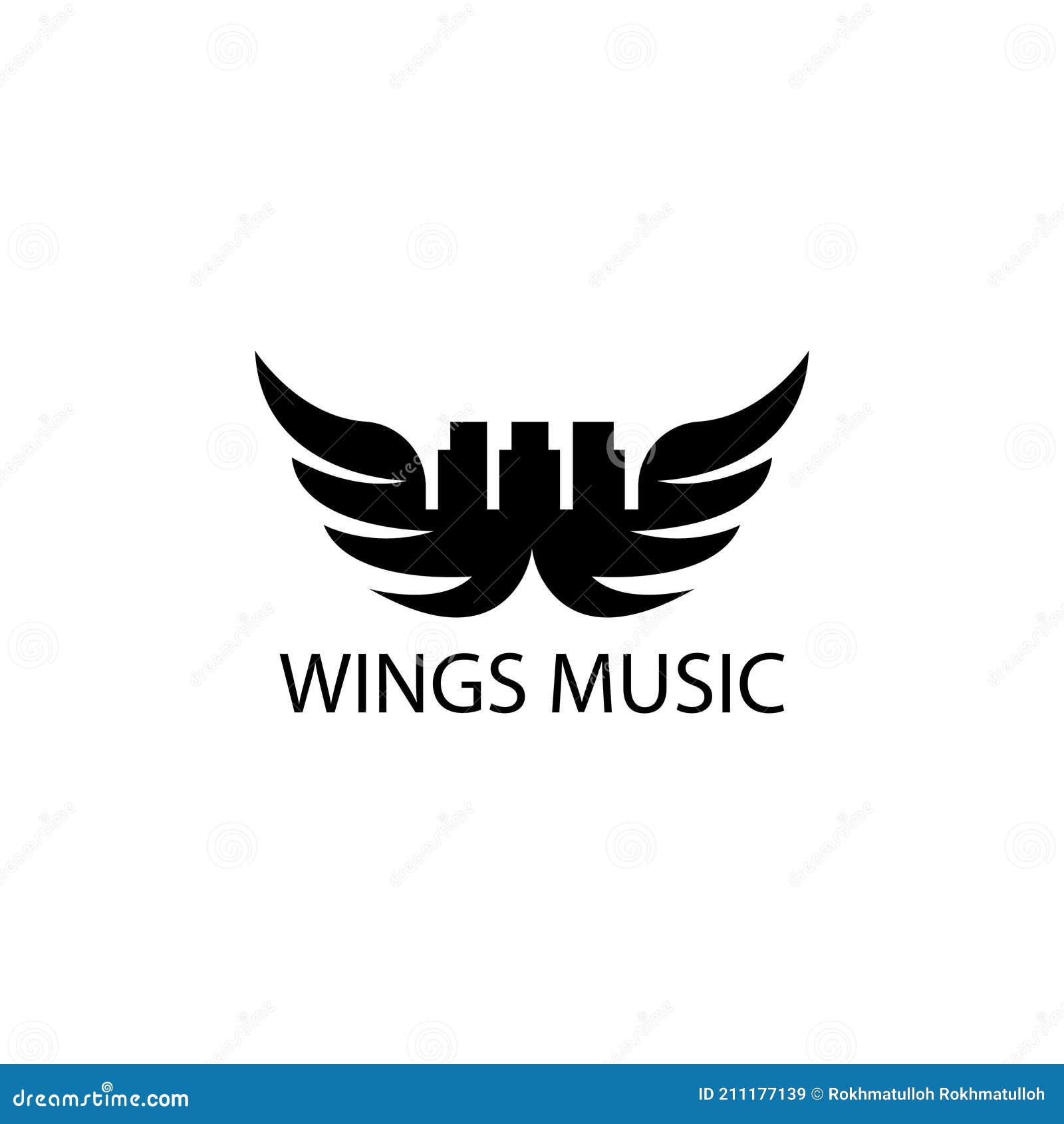 Music Wing Logo Vector Illustration Piano Design Stock Vector