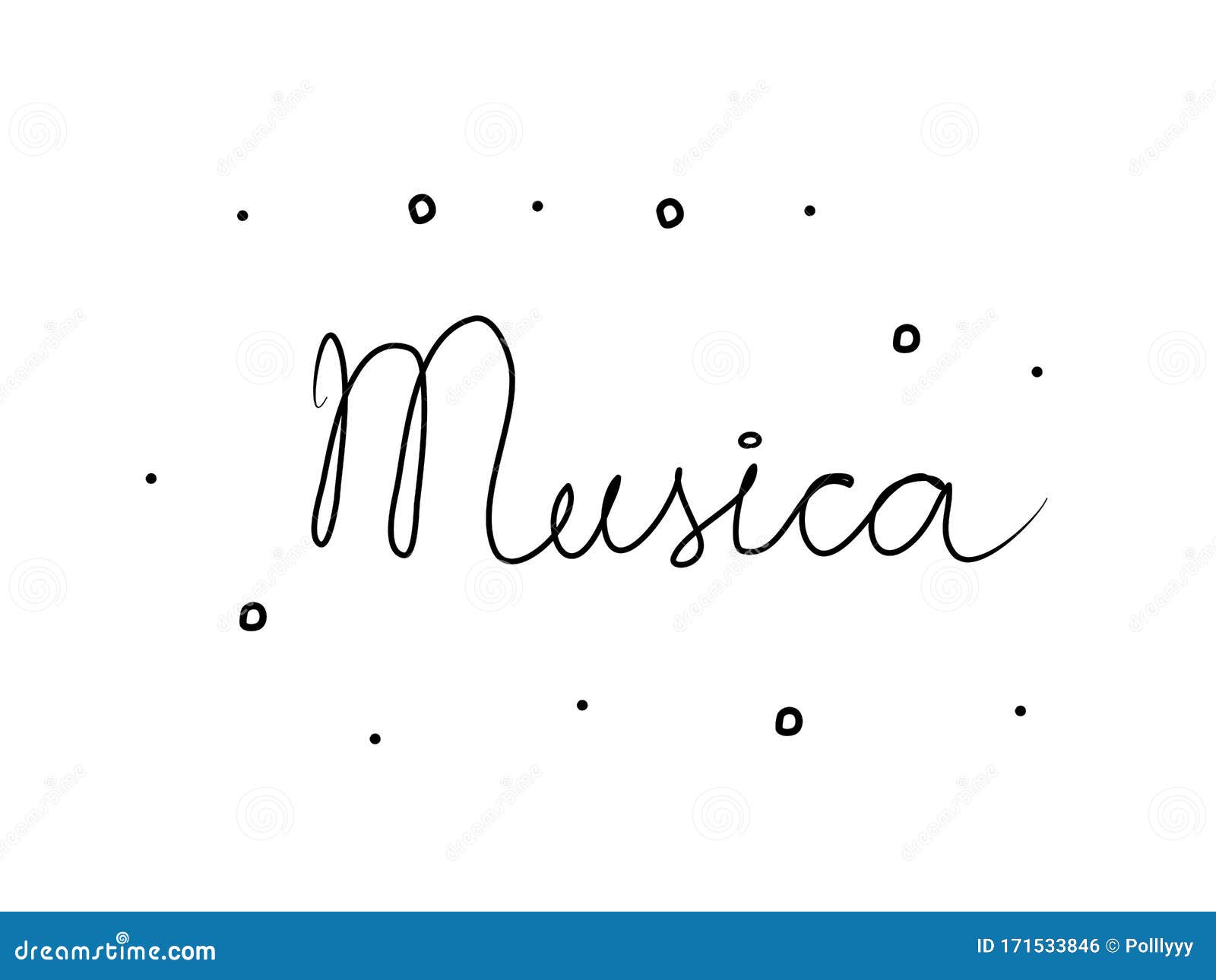 musica phrase handwritten with a calligraphy brush. music in spanish. modern brush calligraphy.  word black