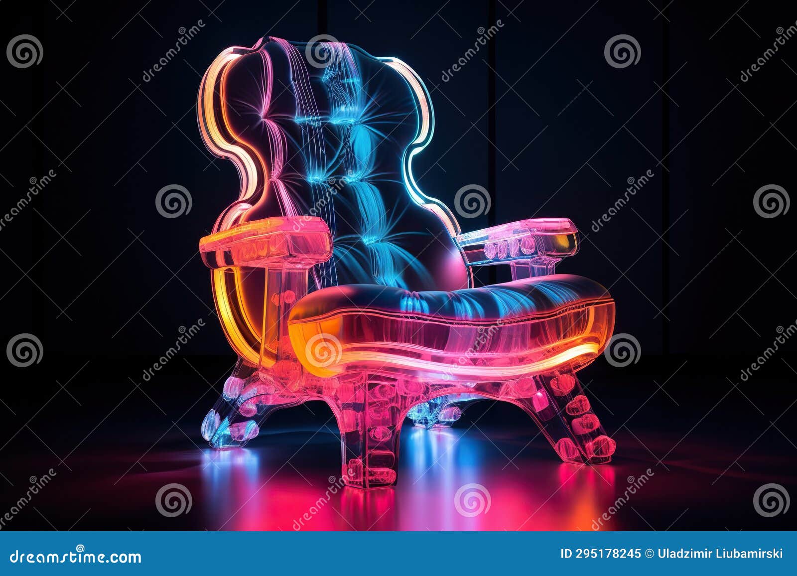 Musical Chair in Neon Light. Music Concept. Generated by Artificial ...