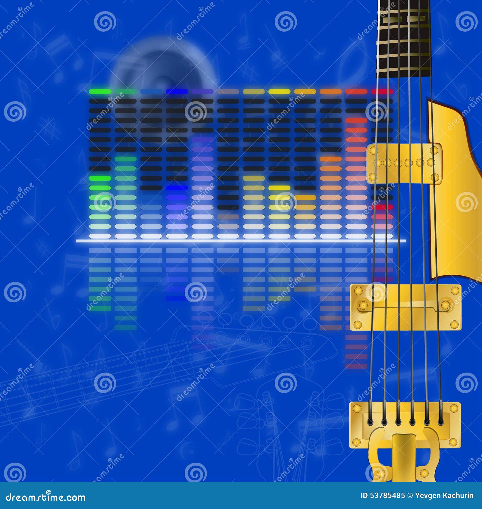 Guitar And Vibrations Of The Sound Cartoon Vector