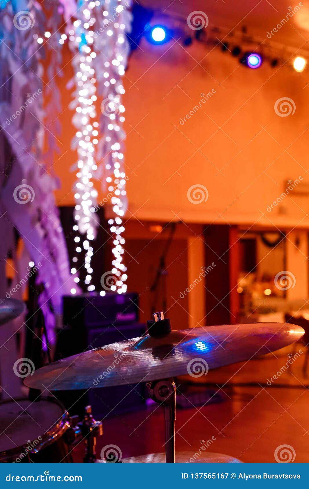 Musical Drum Set in a Night Institution Stock Image Image of counter