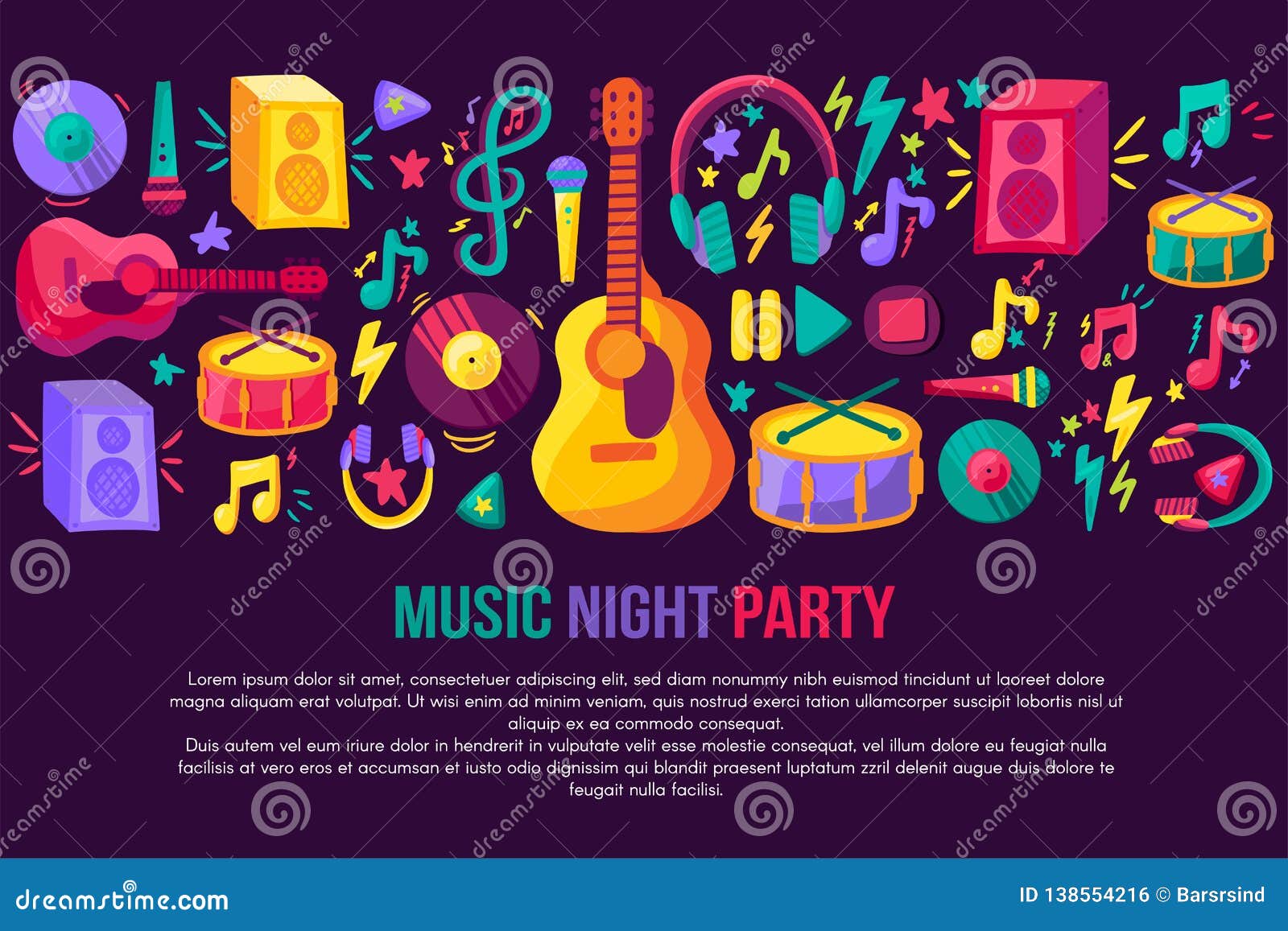 Musical Festival Invitation Template Stock Illustration Illustration Of Drawn Event 138554216