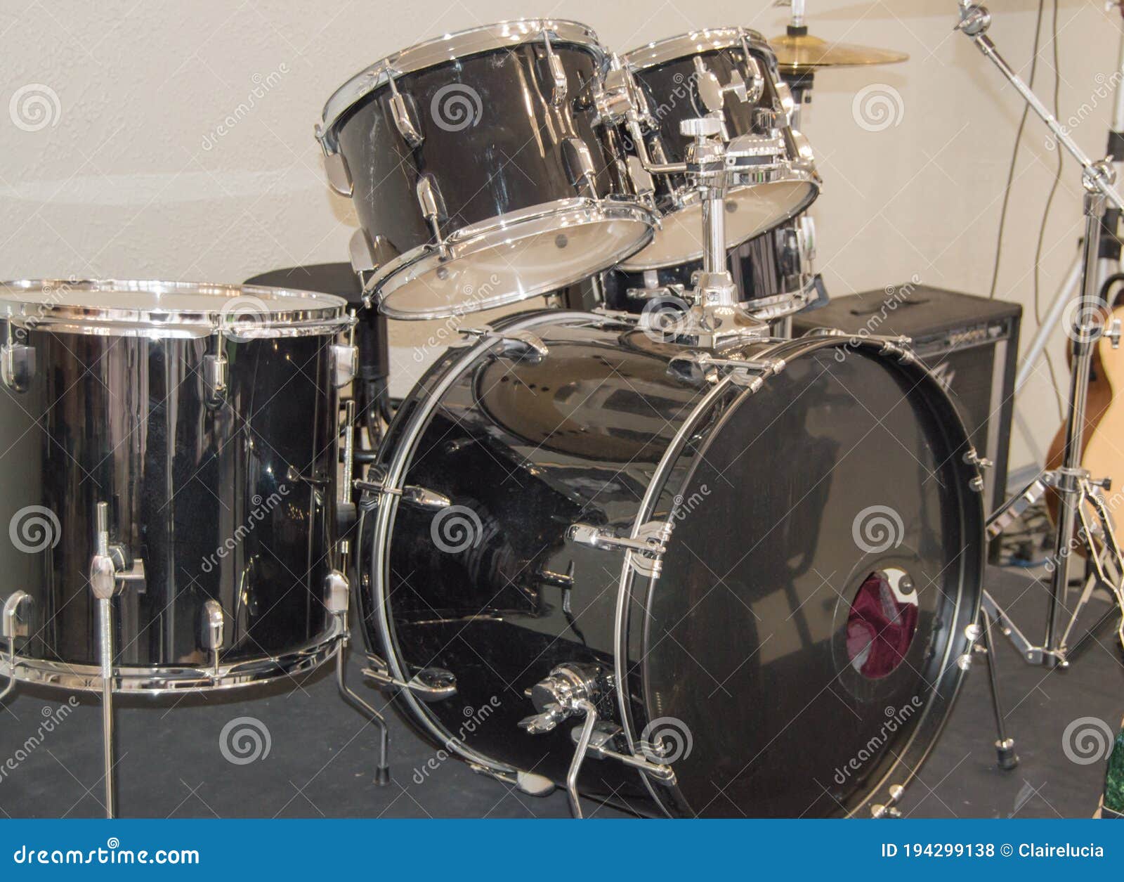 Musical Instrument Drums and Percussion with Musical Cymbals Stock