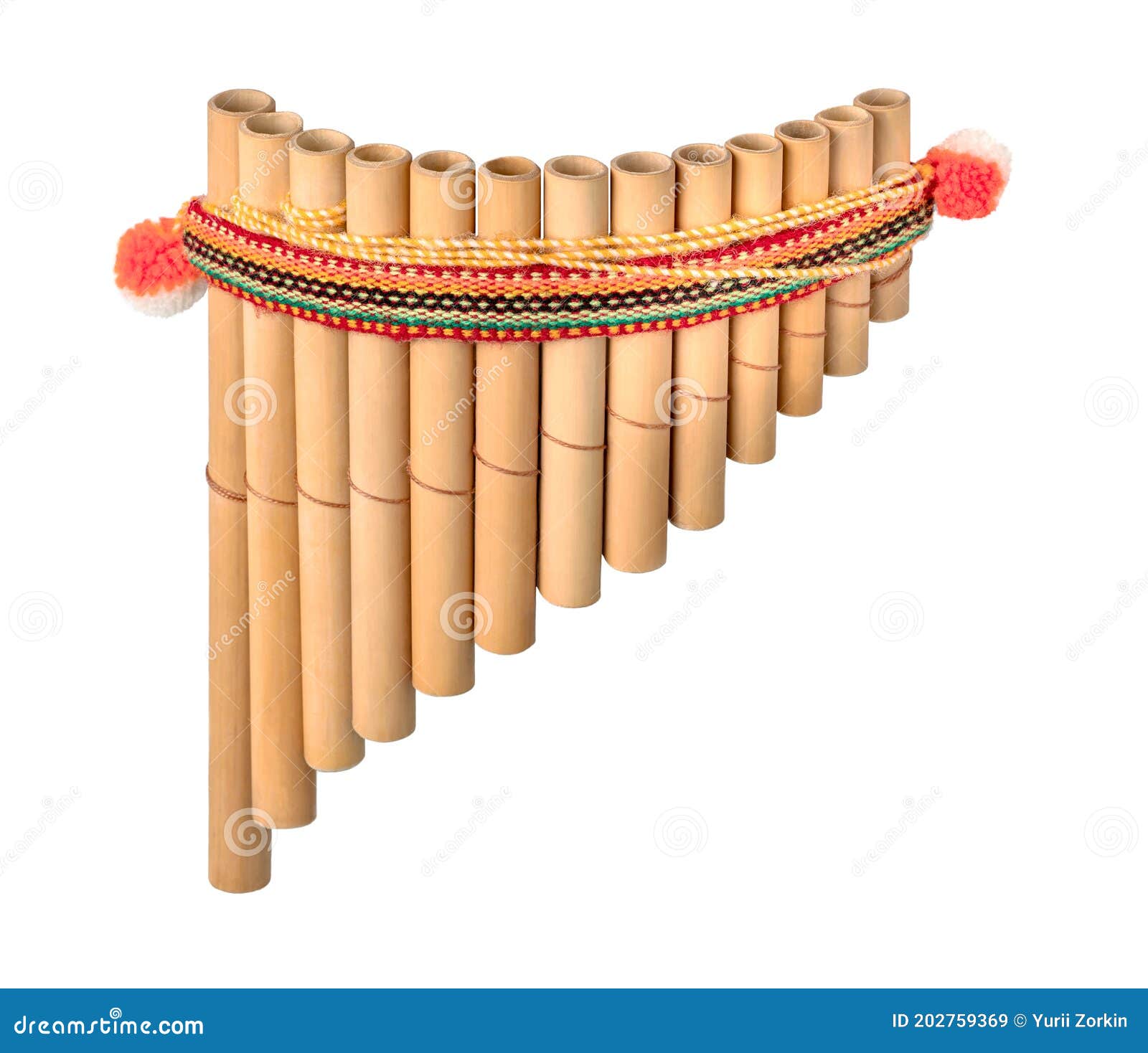 Multi-barrel Flute Isolated on White Background. South American National  Musical Instrument Pan Flute Stock Image - Image of andes, folk: 202759369