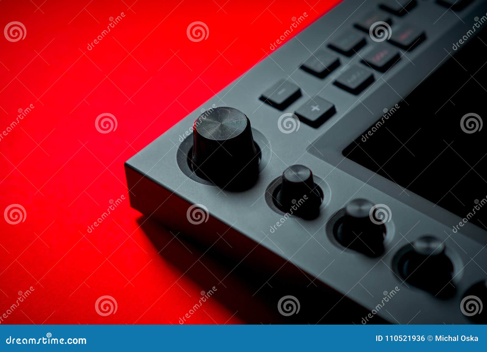 Musical Instrument, Sampler on a Red Background Stock Photo Image of