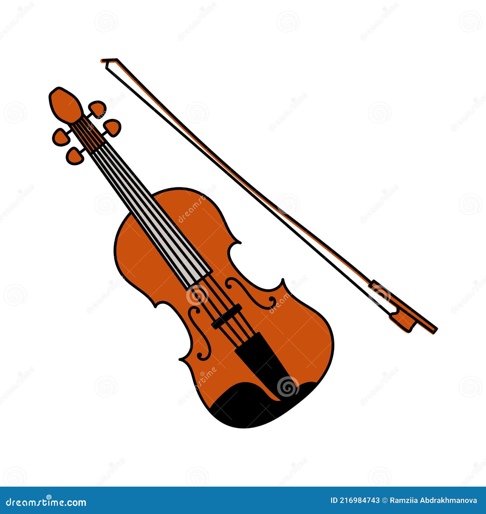 kom videre to uger bekræft venligst Musical Instrument Sketch. Violin or Viola with Bow. Cartoon Color Vector  Illustration Stock Vector - Illustration of sketch, equipment: 216984743