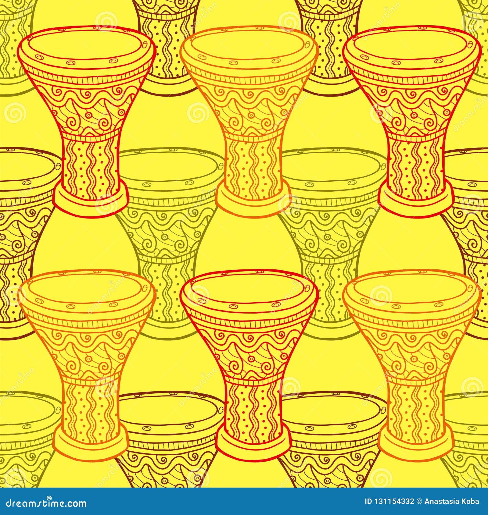 Musical Instruments. Arabic Drums. Percussion. Stock Vector