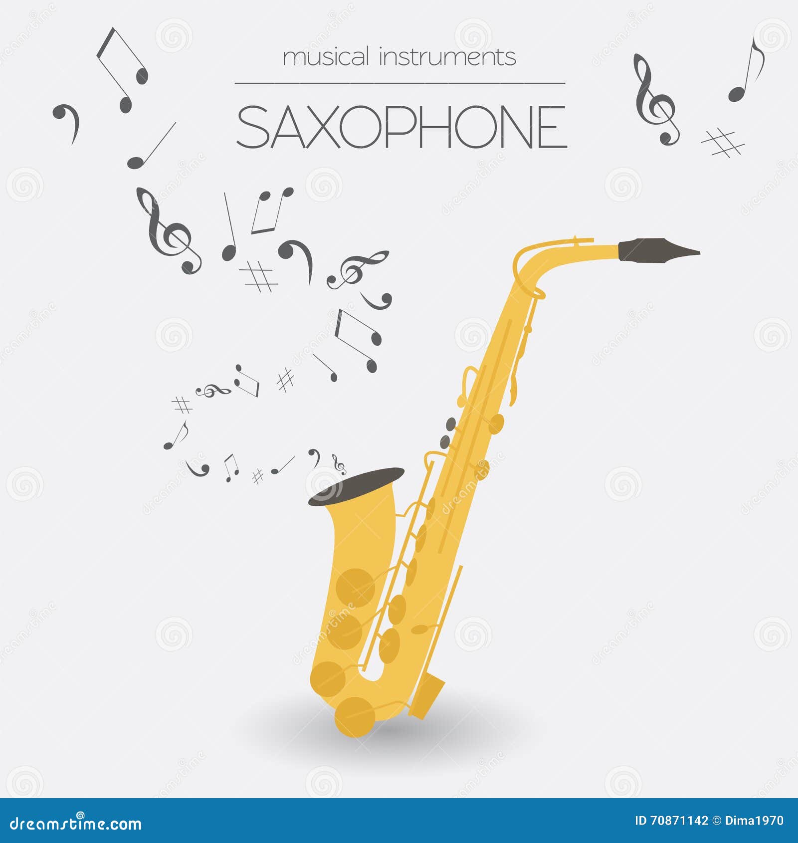 Musical Instruments Graphic Template. Saxophone Stock Vector