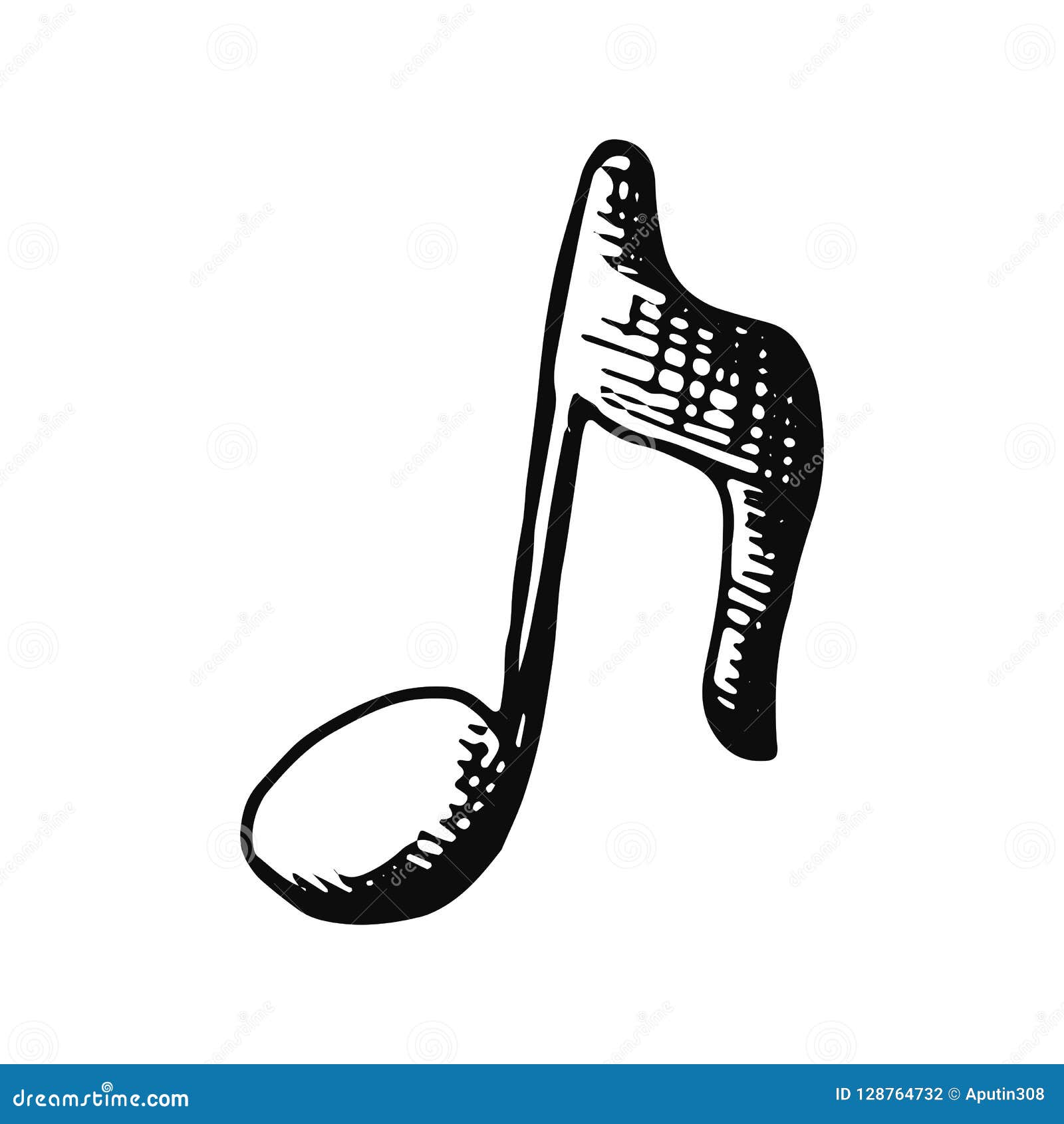 Musical Note Sketch Icon Isolated Object Stock Vector