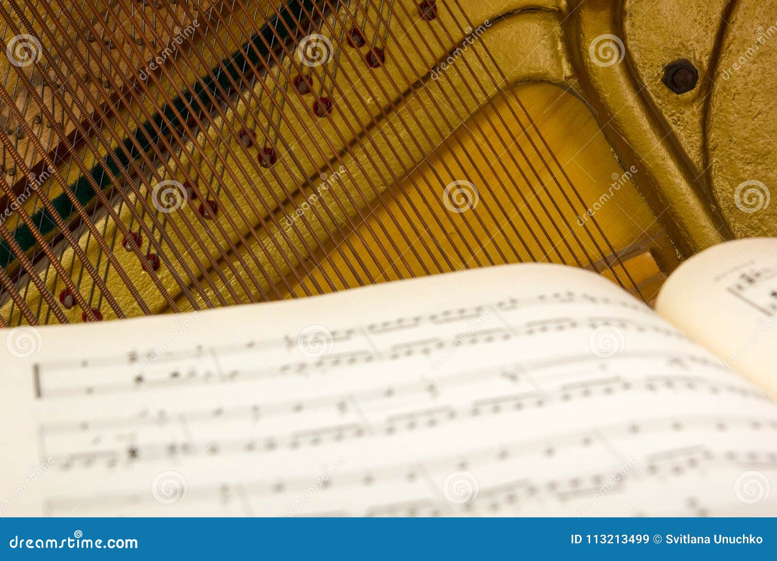 Musical Notes on the Background of a Piano. Background. Stock Image