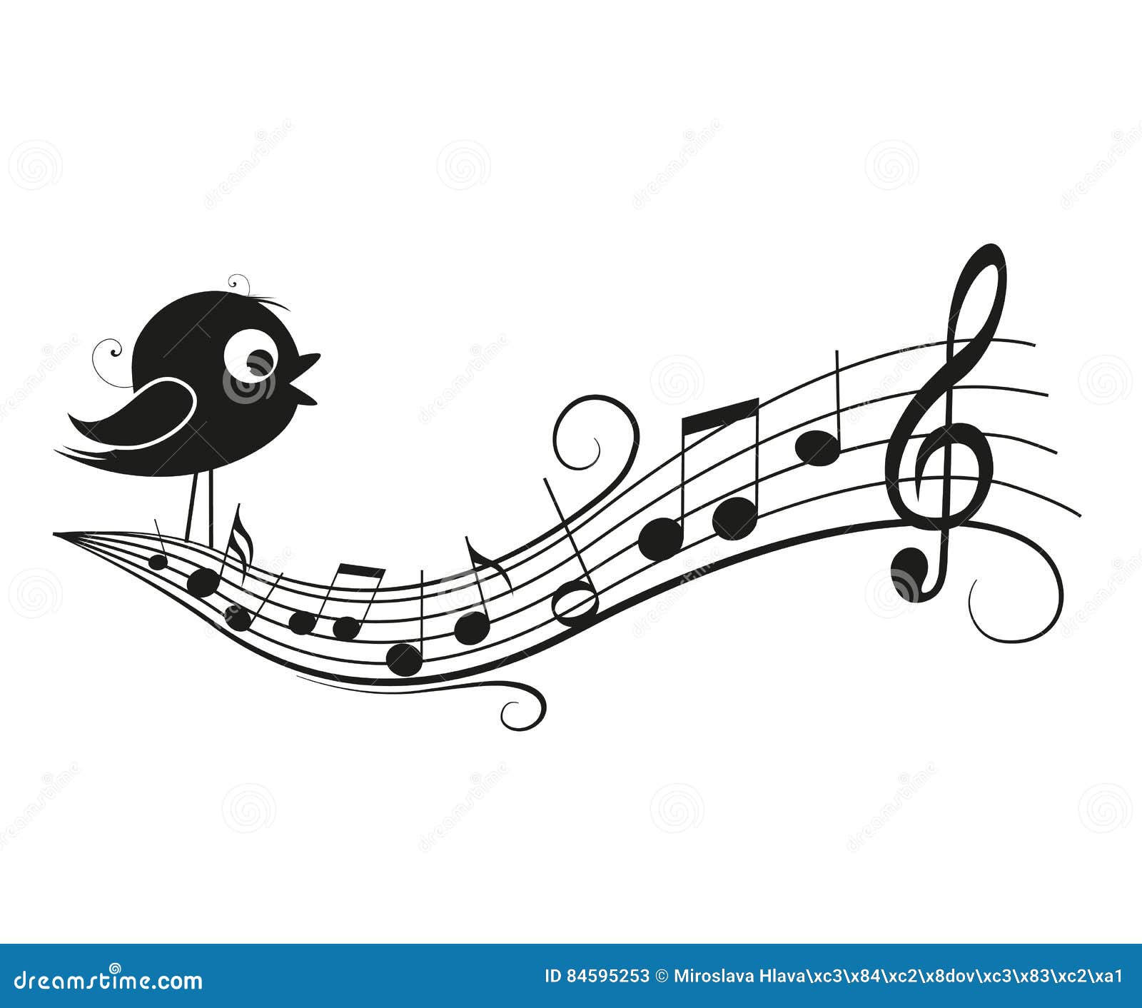 Musical notes with bird stock vector. Illustration of cartoon 84595253
