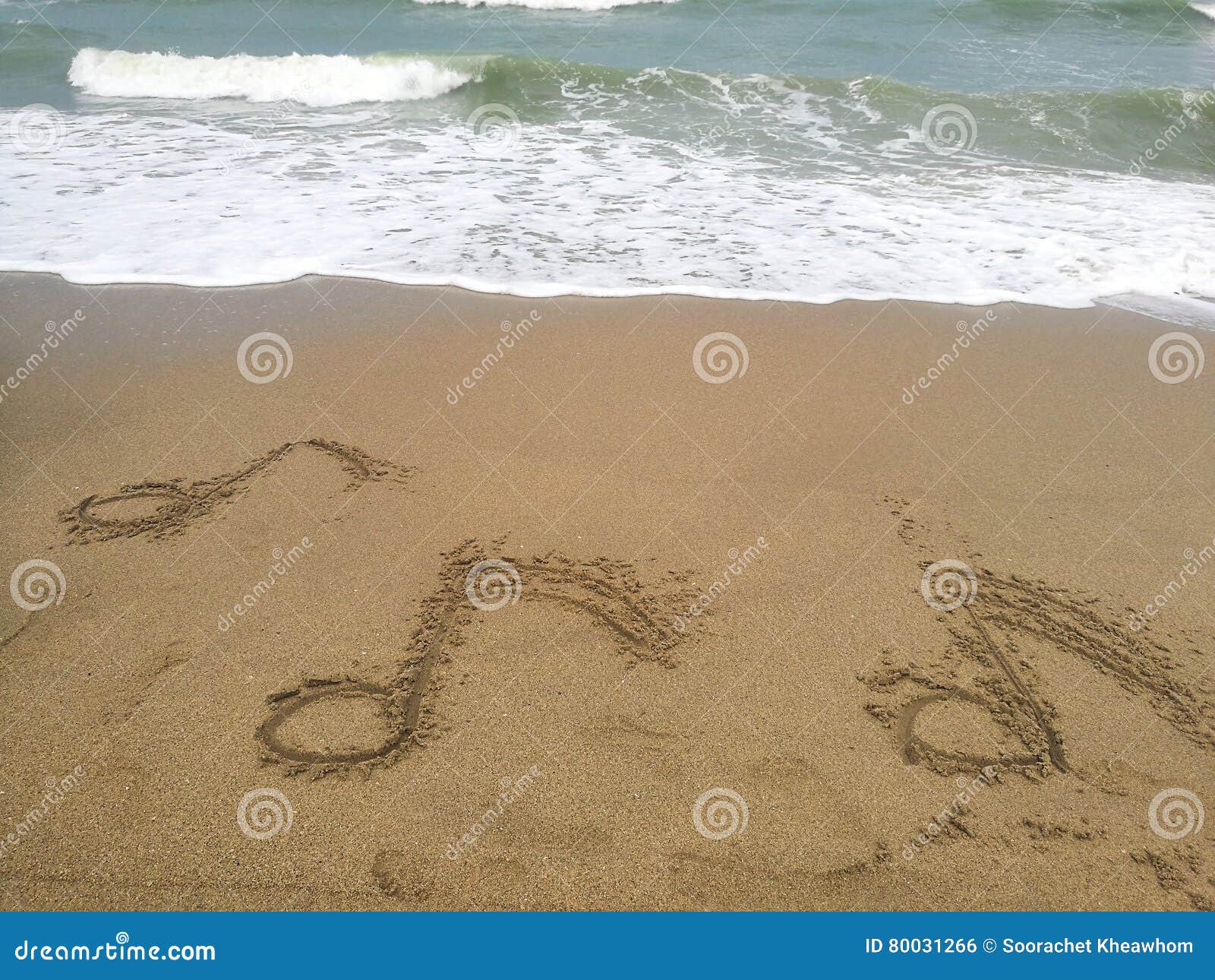 MUSICAL NOTES DRAW on the BEACH SAND. Stock Photo Image of notes, nature 80031266