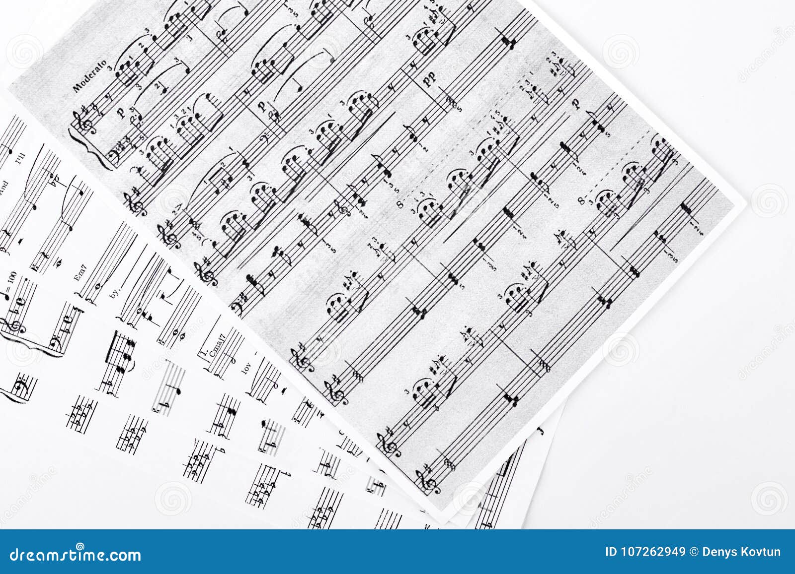 Musical Notes on White Background. Stock Image - Image of diagonal