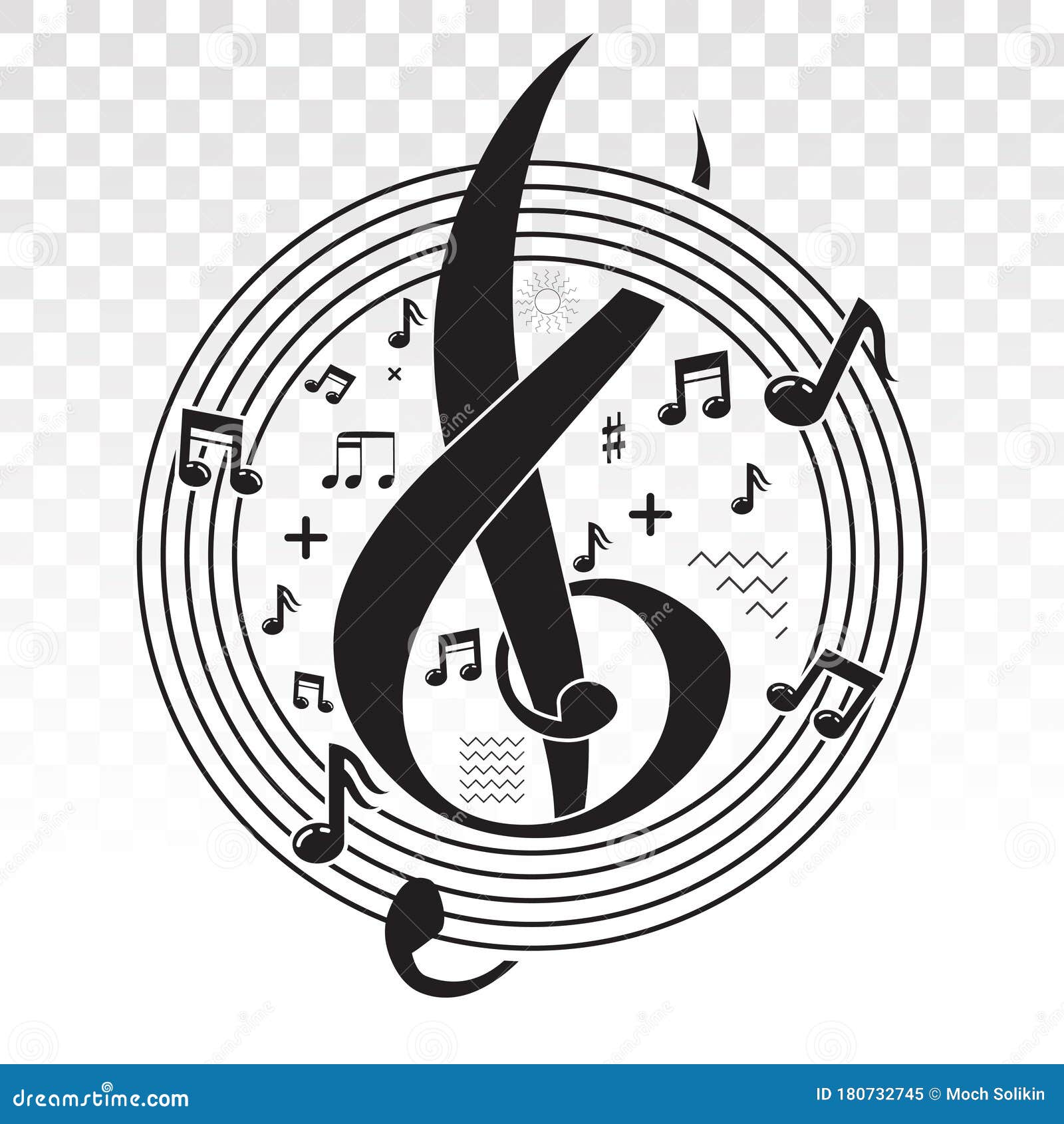 Musical Scale Symbol or Musical Notes on a Transparent Background Stock Vector Illustration of