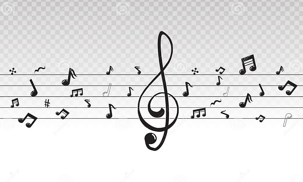 Musical Scale Symbol or Musical Notes on a Transparent Background Stock