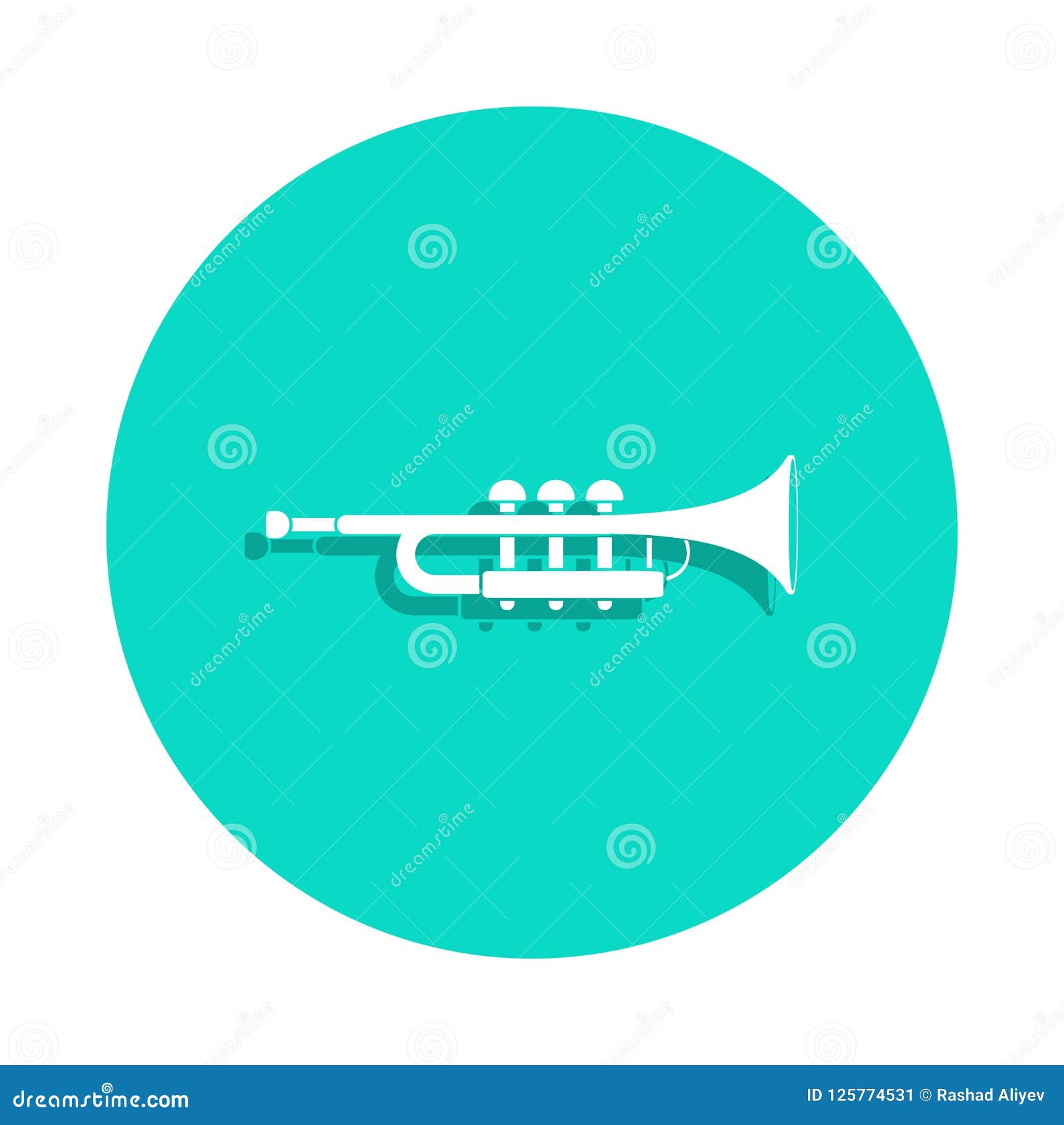Musical Trumpet Icon in Badge Style. One of Music Instruments ...