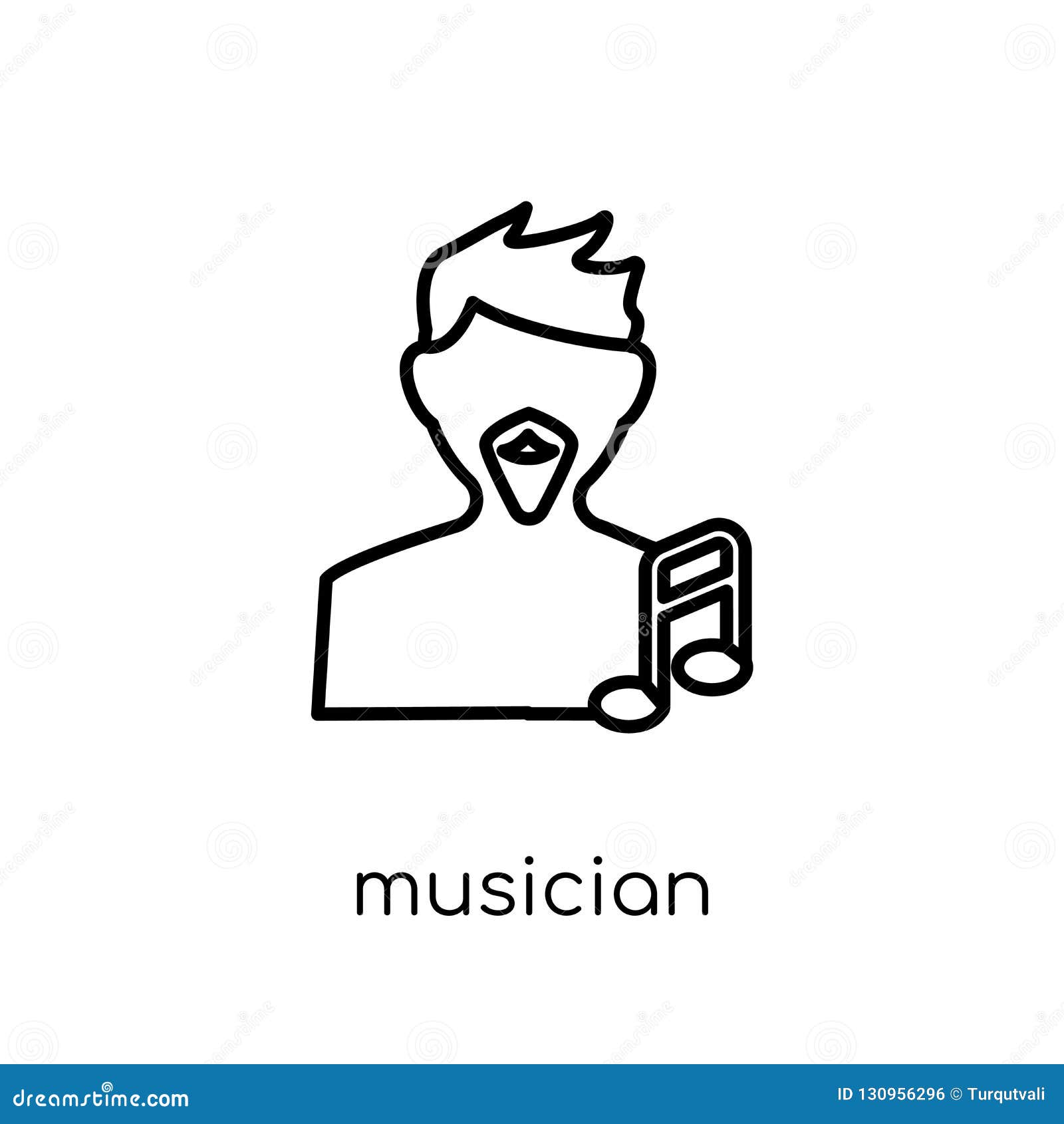 Musician icon. Trendy modern flat linear vector Musician icon on white background from thin line Professions collection, editable outline stroke vector illustration