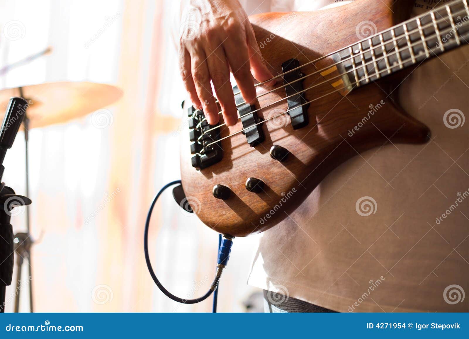 Musician Play on Bass Guitar Stock Photo Image of music, performance