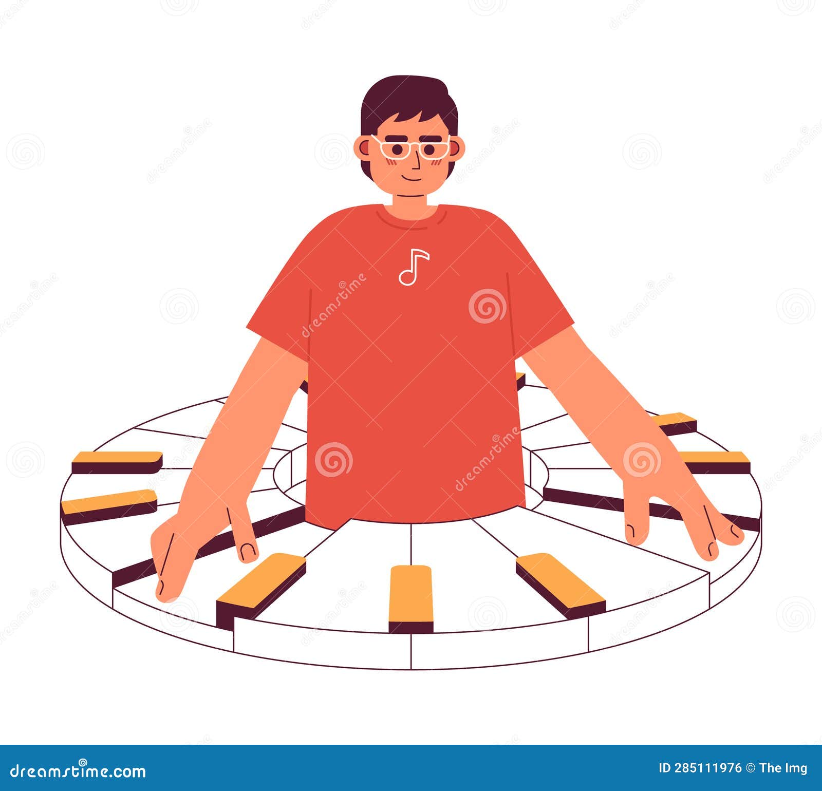 Musician Playing on Piano Keyboards Flat Concept Vector Spot ...