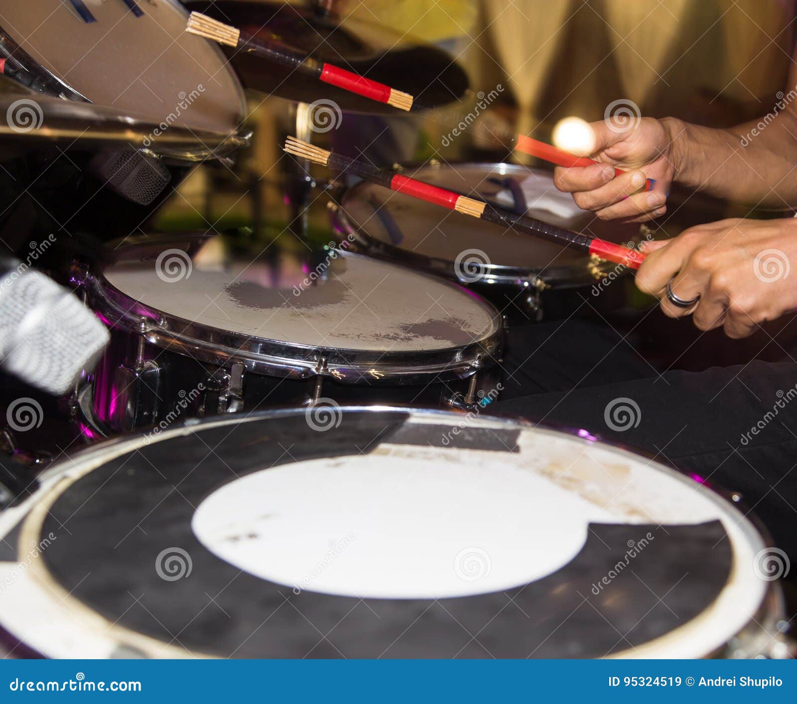 Musician Plays Drums in a Rock Band Stock Image Image of music, play