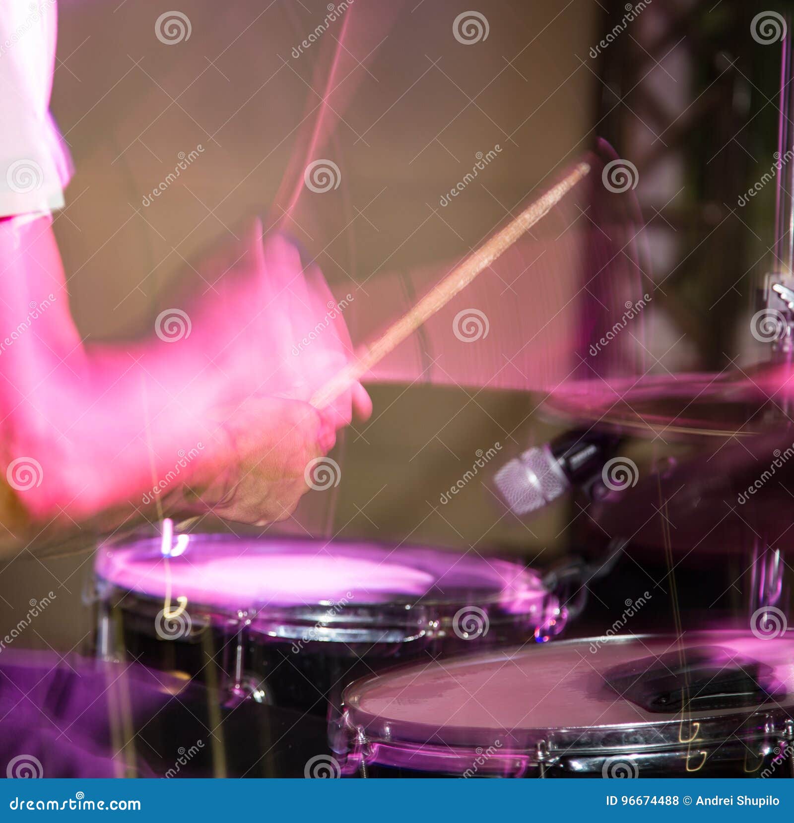 Musician Plays Drums in a Rock Band Stock Photo Image of show