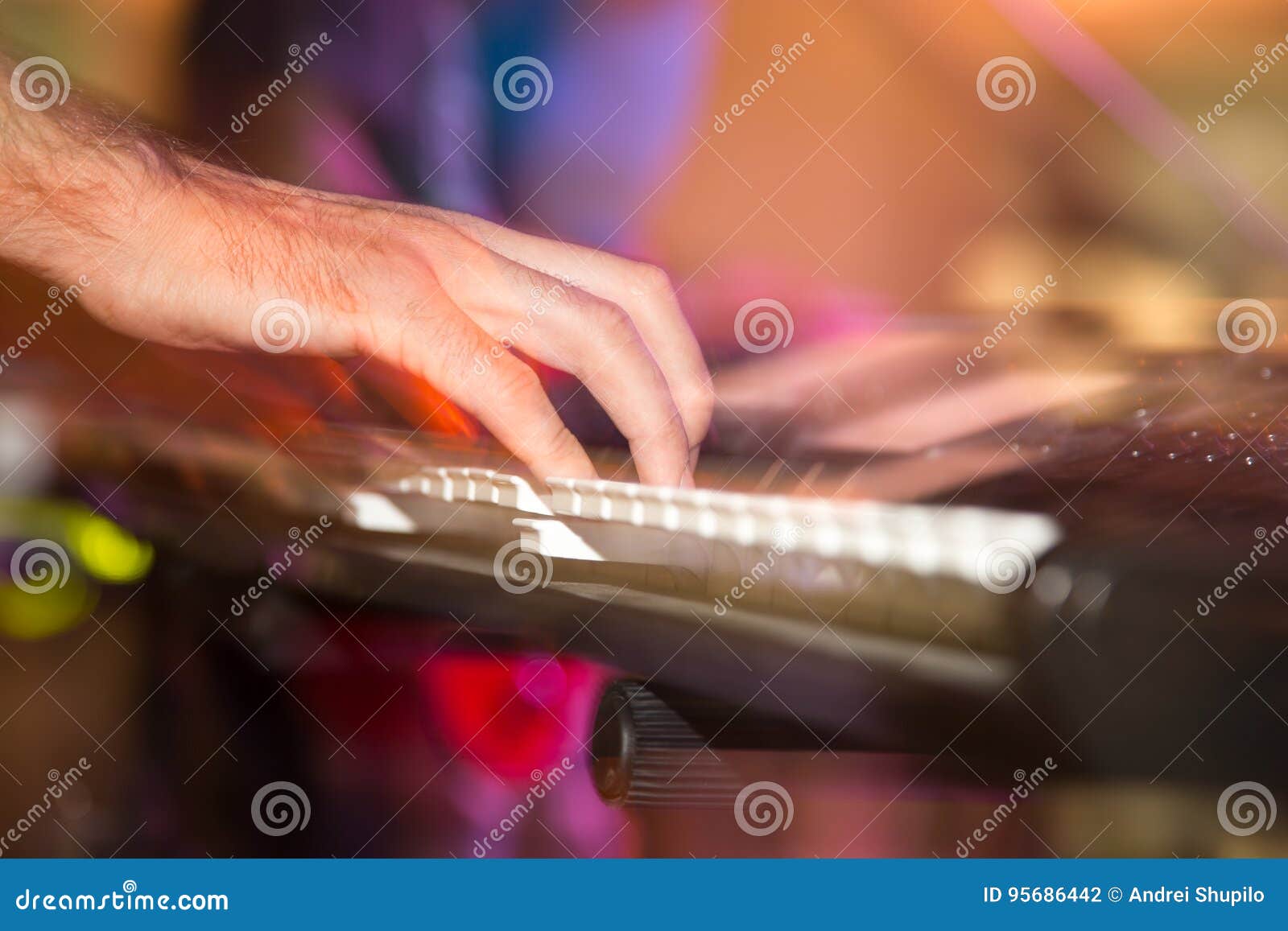 Musician Plays Keyboards in a Rock Band Stock Photo Image of artist