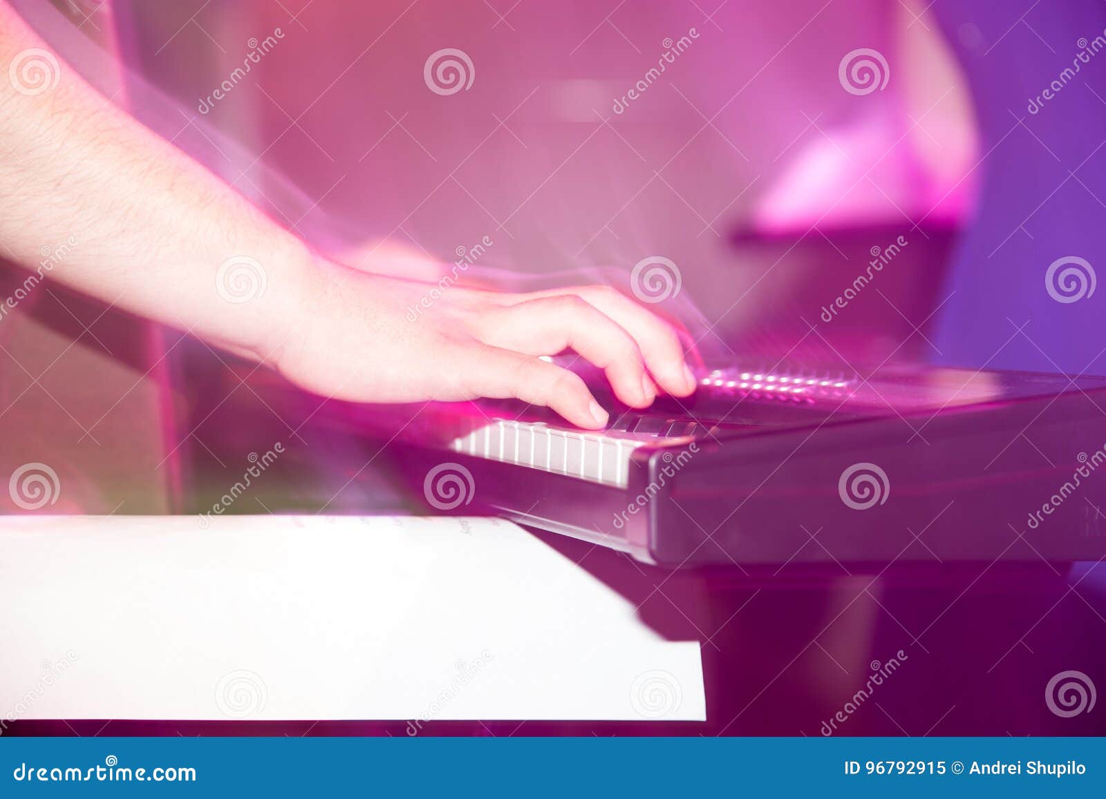 Musician Plays Keyboards in a Rock Band Stock Image - Image of